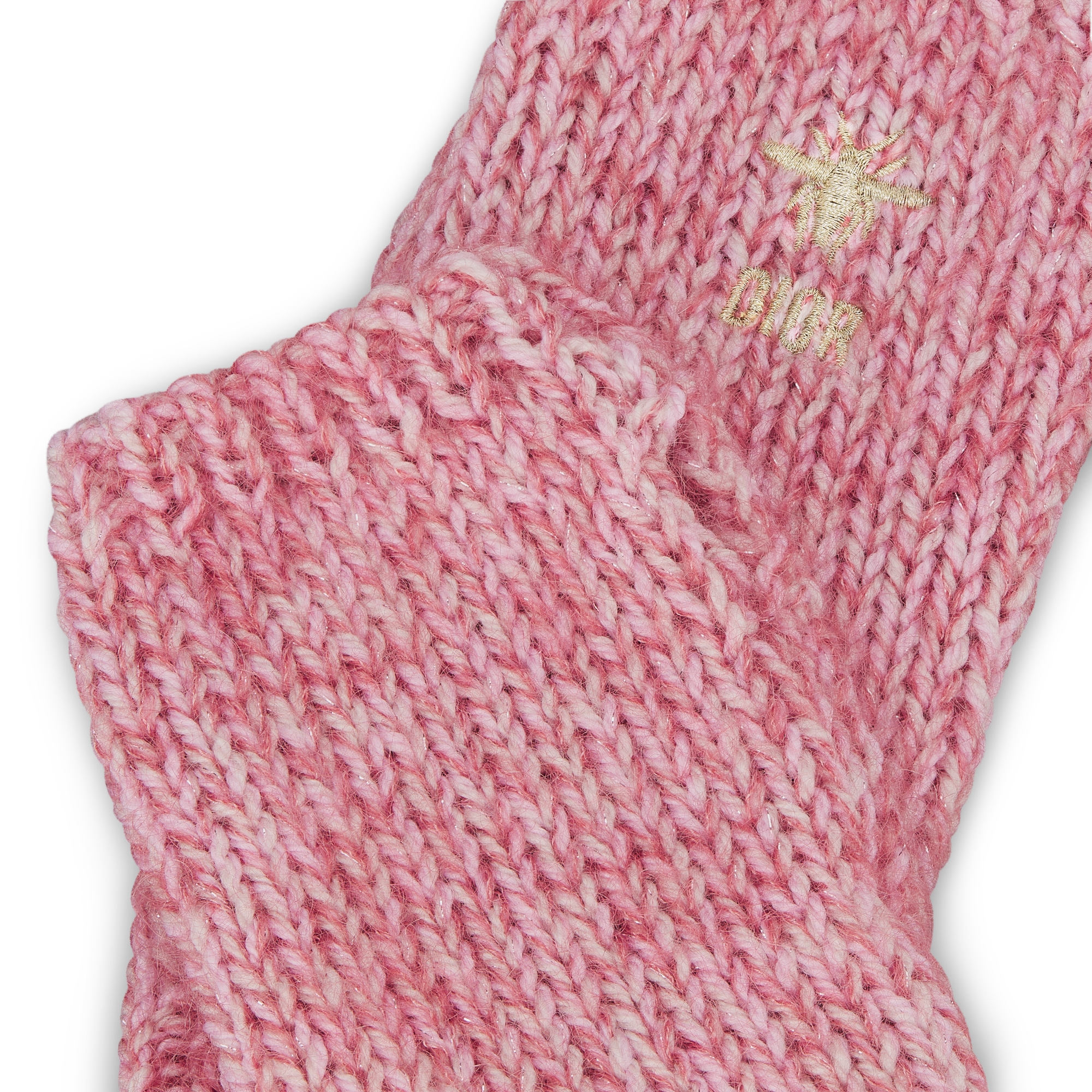 Mitaines enfant Maille de laine, mohair et soie moulinés vieux rose et doré pâle E09