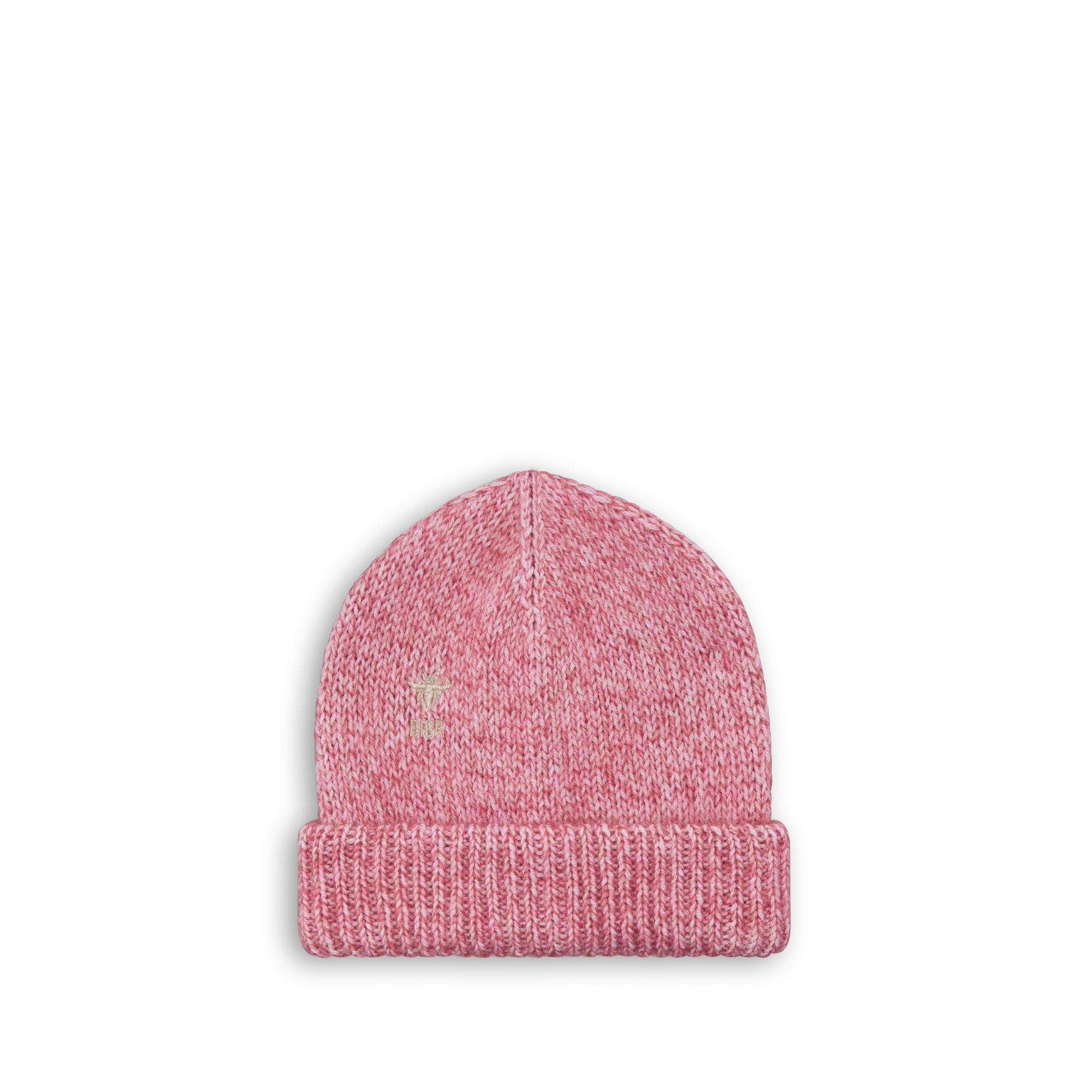 Berretto per bambini Maglia di lana, mohair e seta mouliné rosa antico e color oro pallido E03