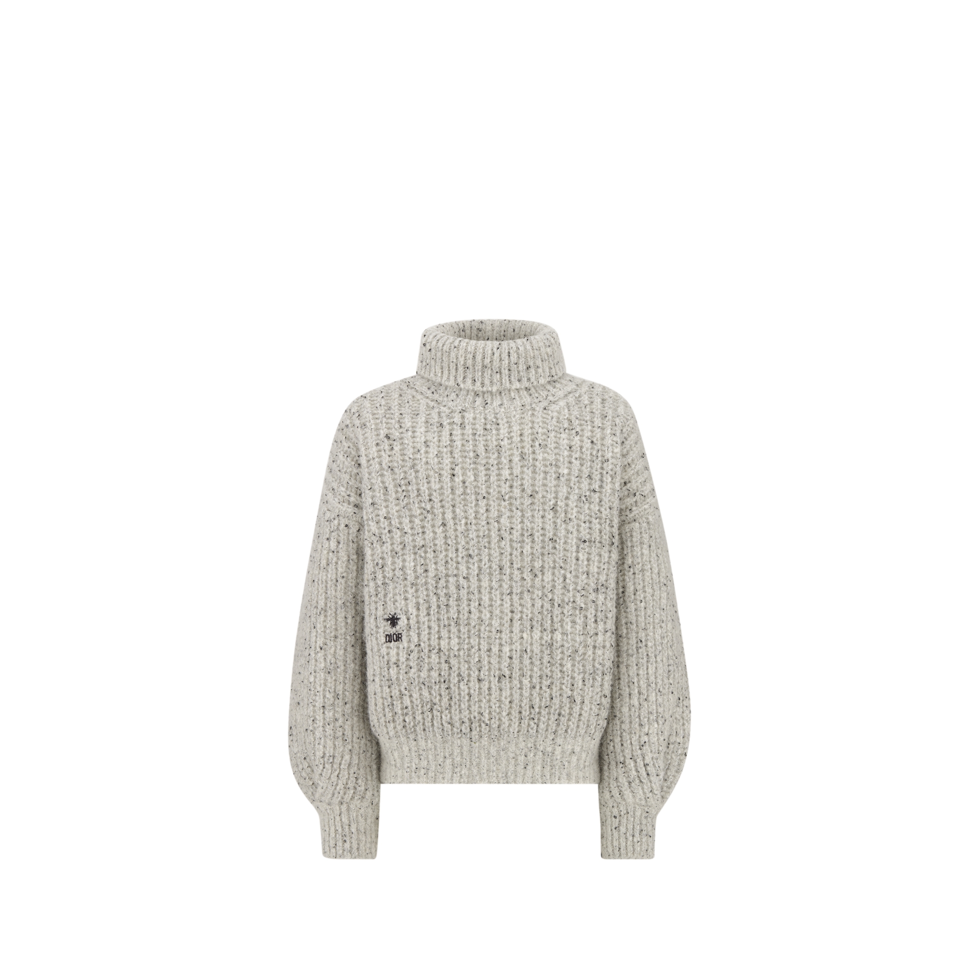 Kids' Sweater Gray and Black Alpaca-Wool Mouliné Knit E01