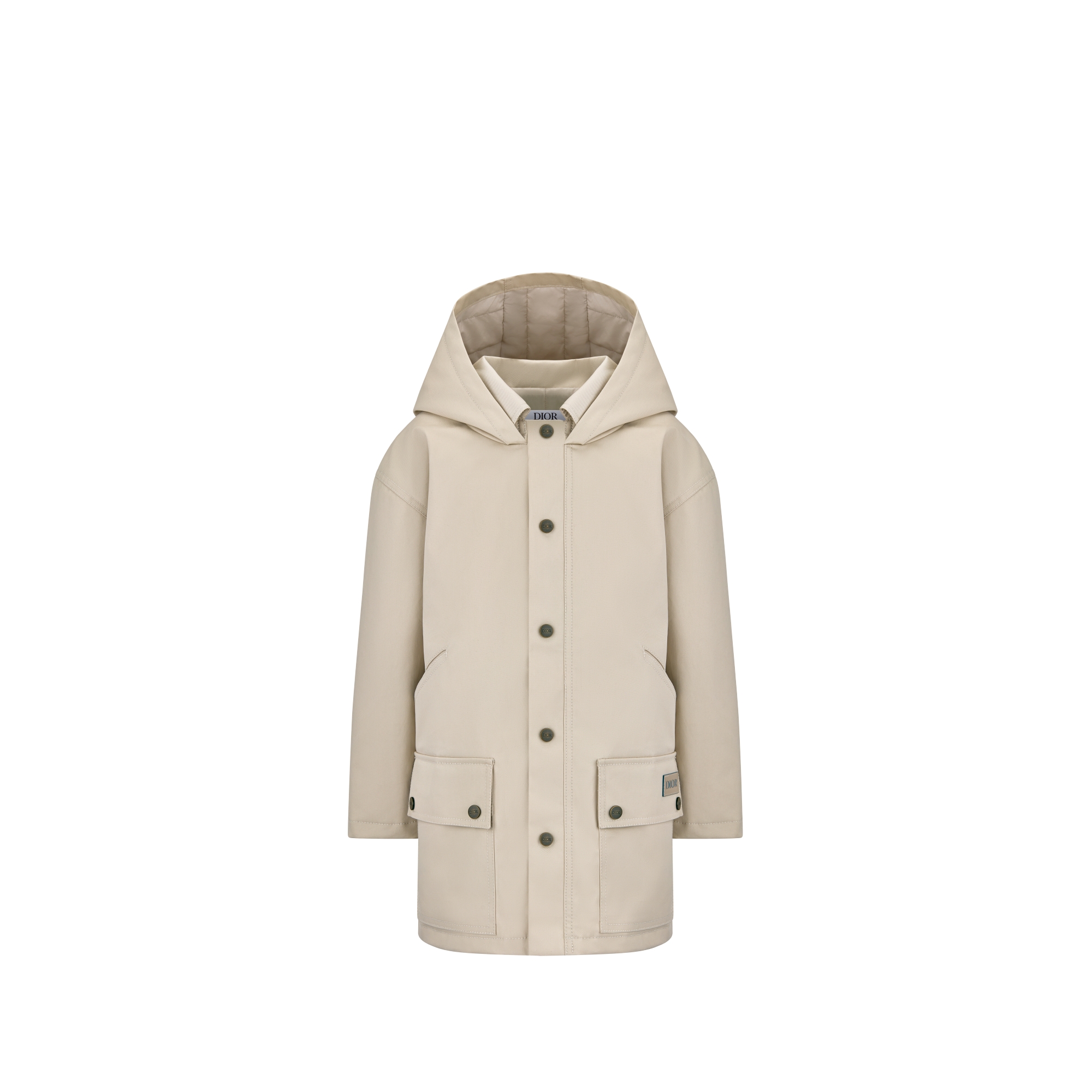 Kids' Hooded Parka Beige Water-Repellent Cotton E01