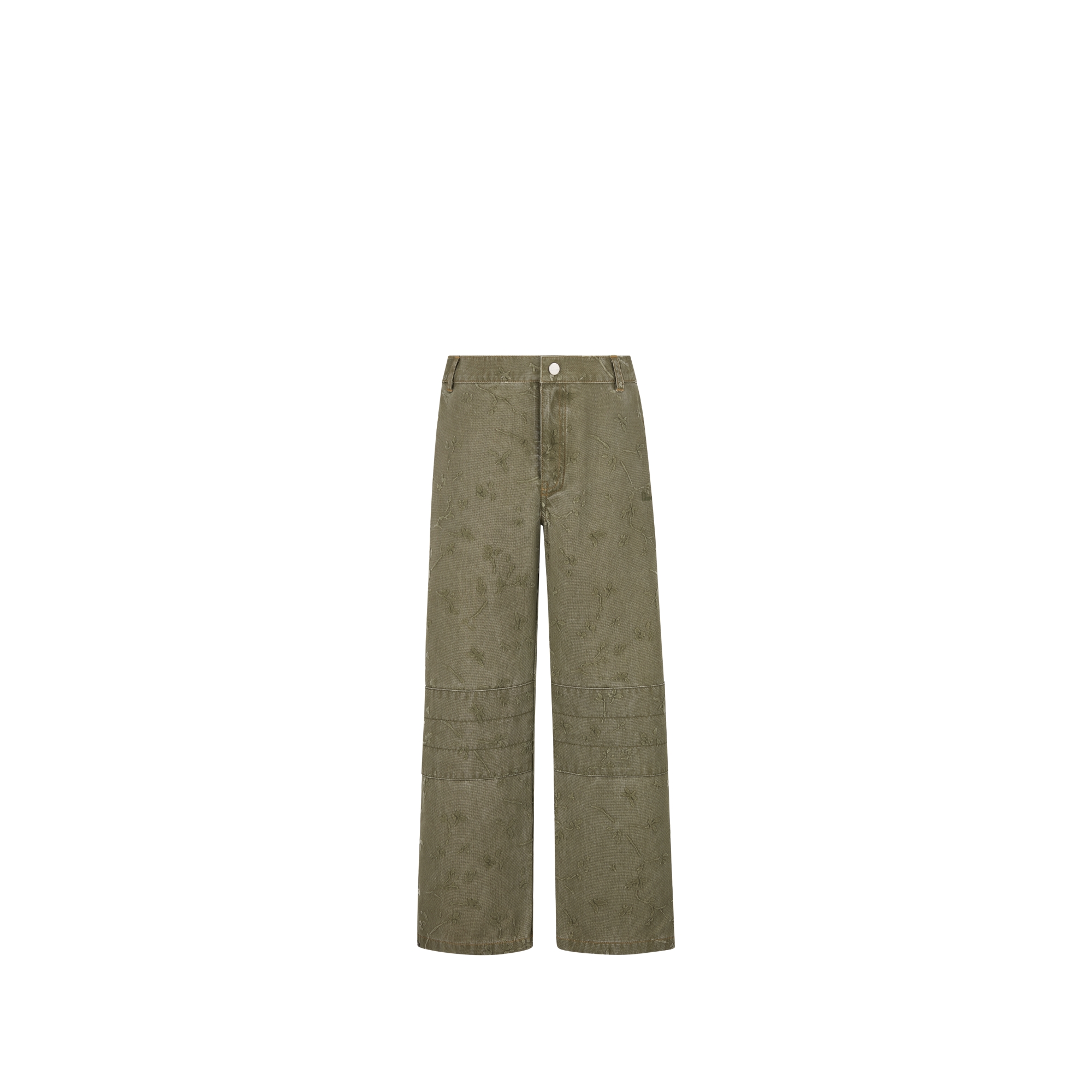 Kids' Pants Khaki Denim-Effect Technical Fabric with Seasonal Motif E01