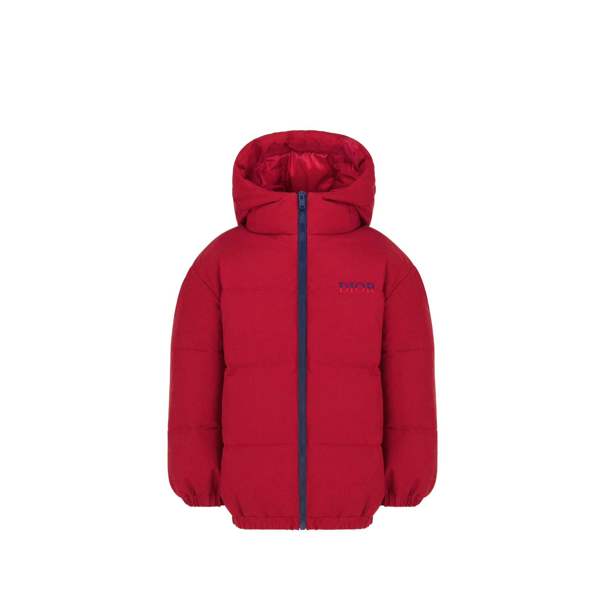 Kids' Hooded Down Jacket Red Water-Repellent Textured Cotton E01