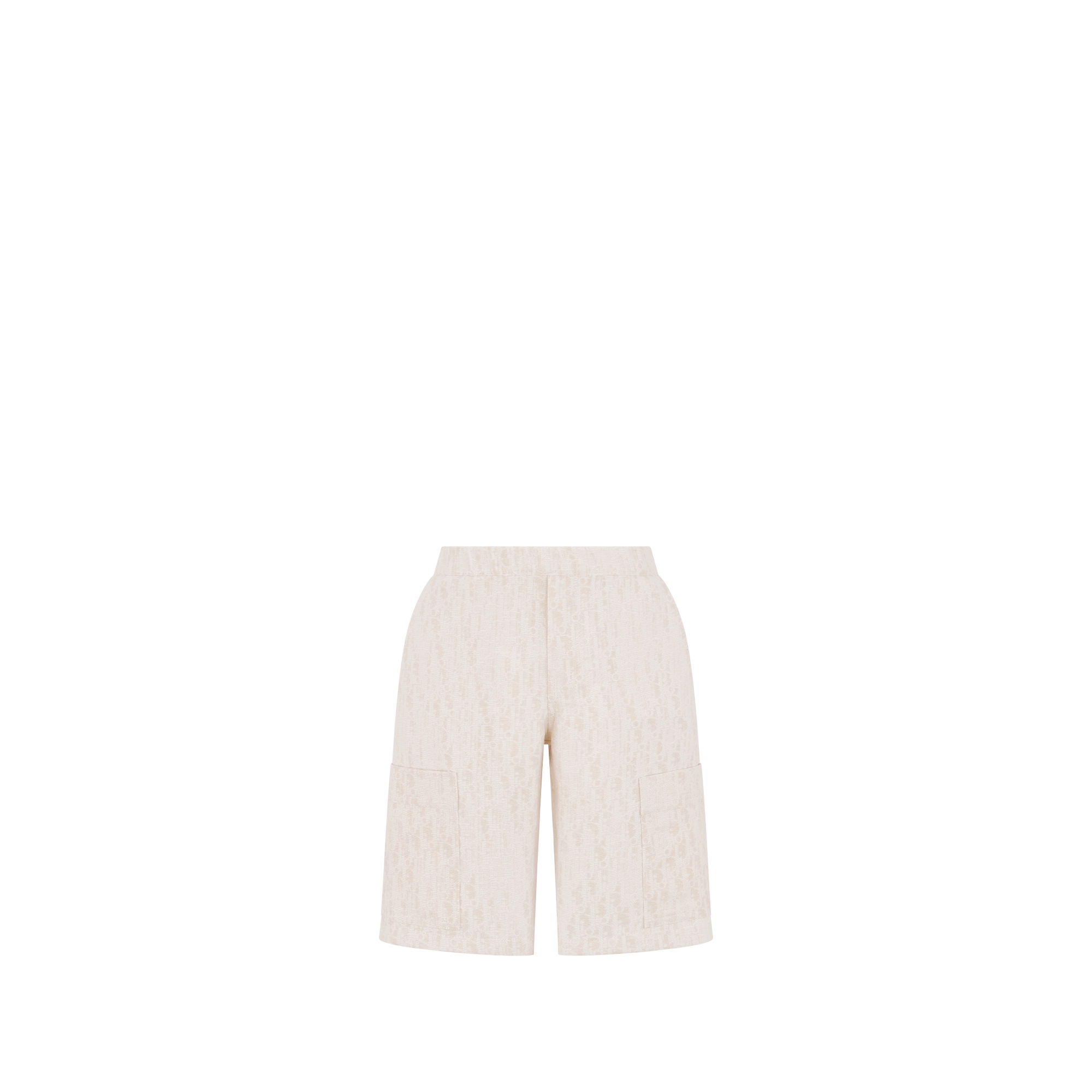 Kids' Bermuda Shorts Beige Cotton Gabardine with Dior Oblique Jacquard Motif E01