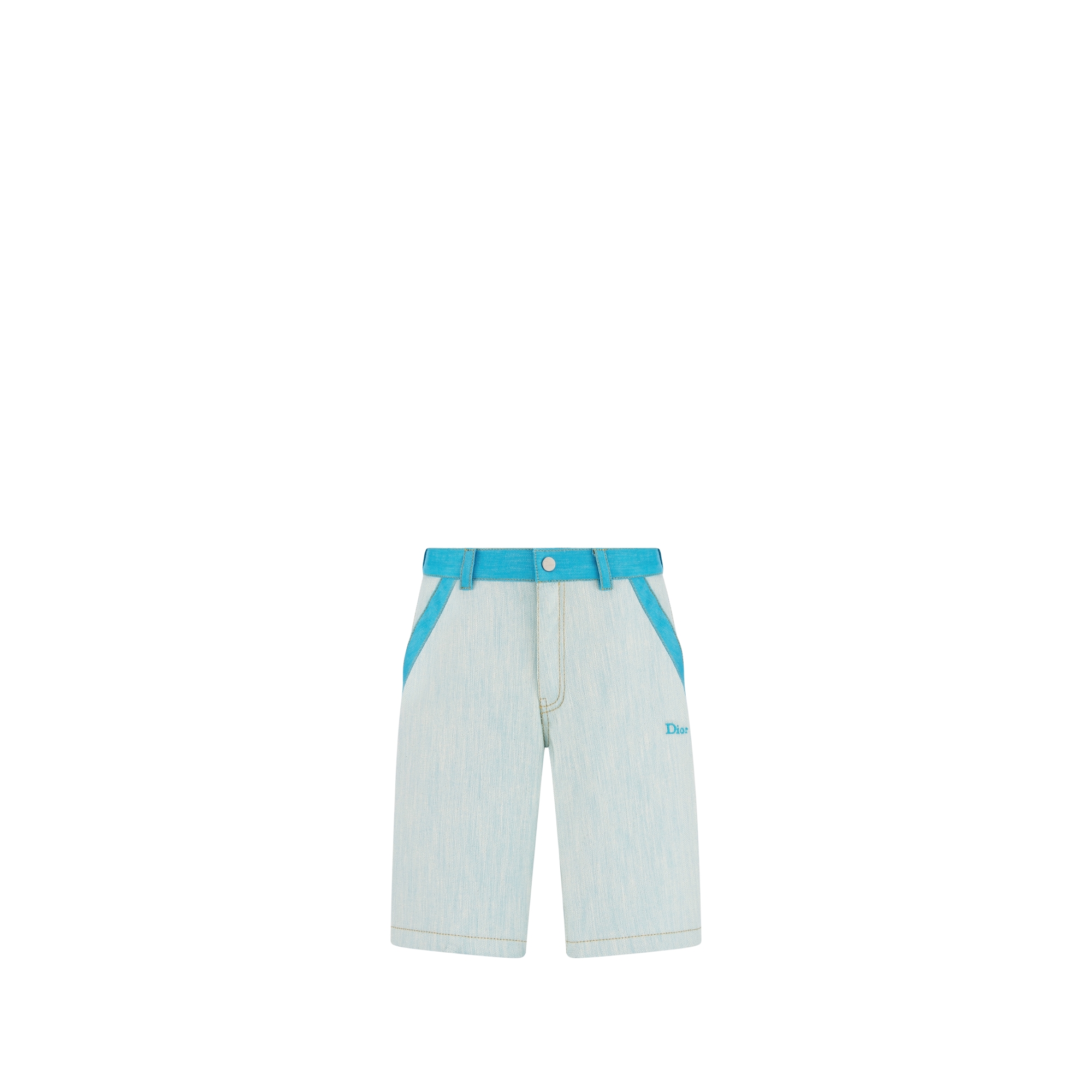 Kids' Bermuda Shorts Light Blue Denim-Effect Cotton E01
