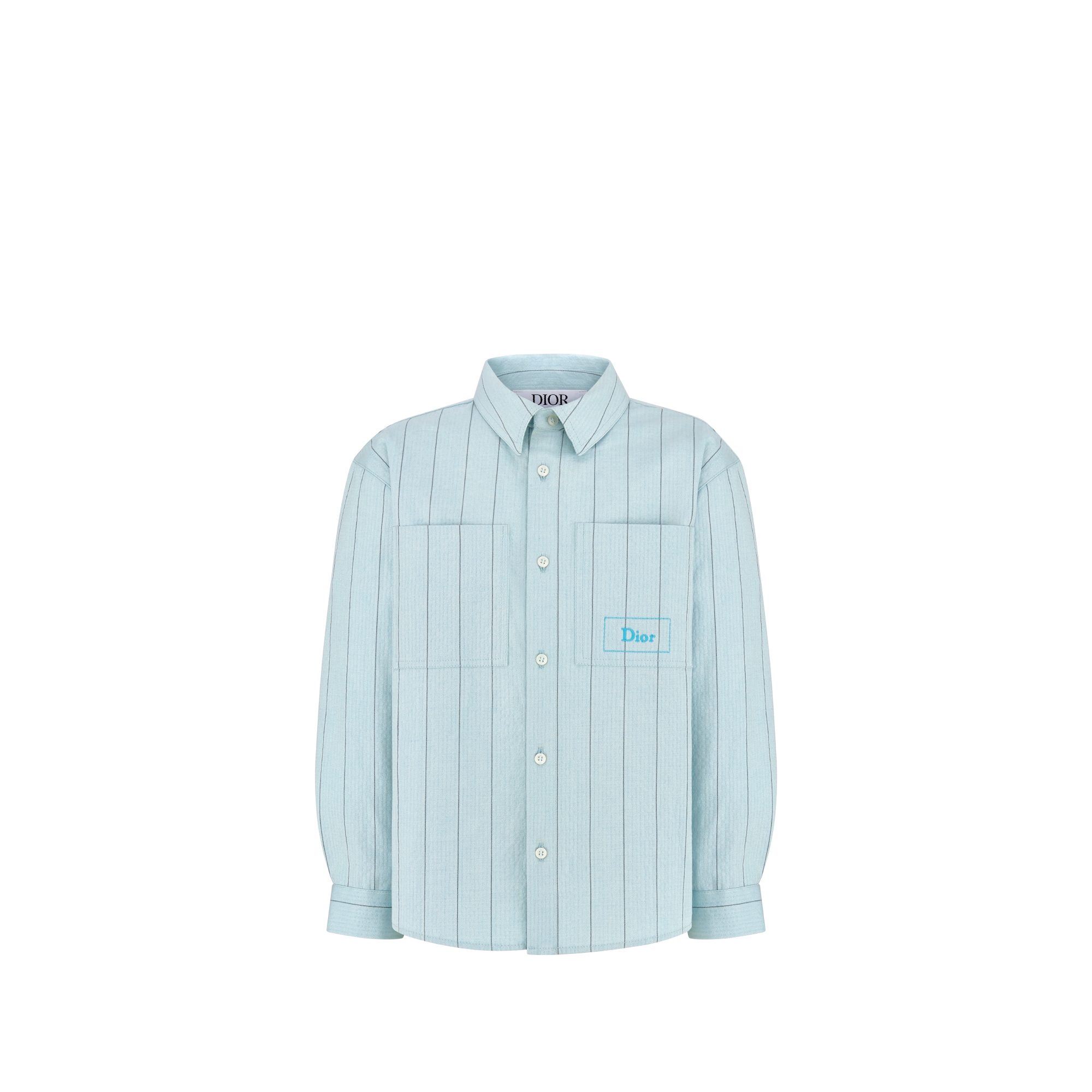 Kids' Shirt Light Blue Cotton with Gray Stripes E01