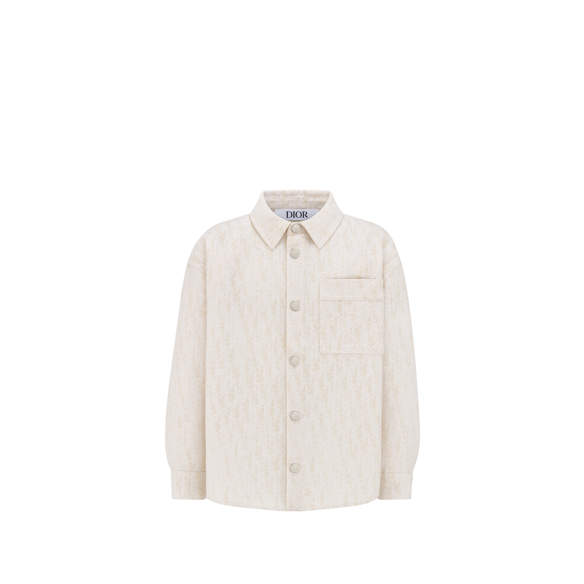 Giacca-camicia per bambini Gabardine di cotone beige con motivo jacquard Dior Oblique E01
