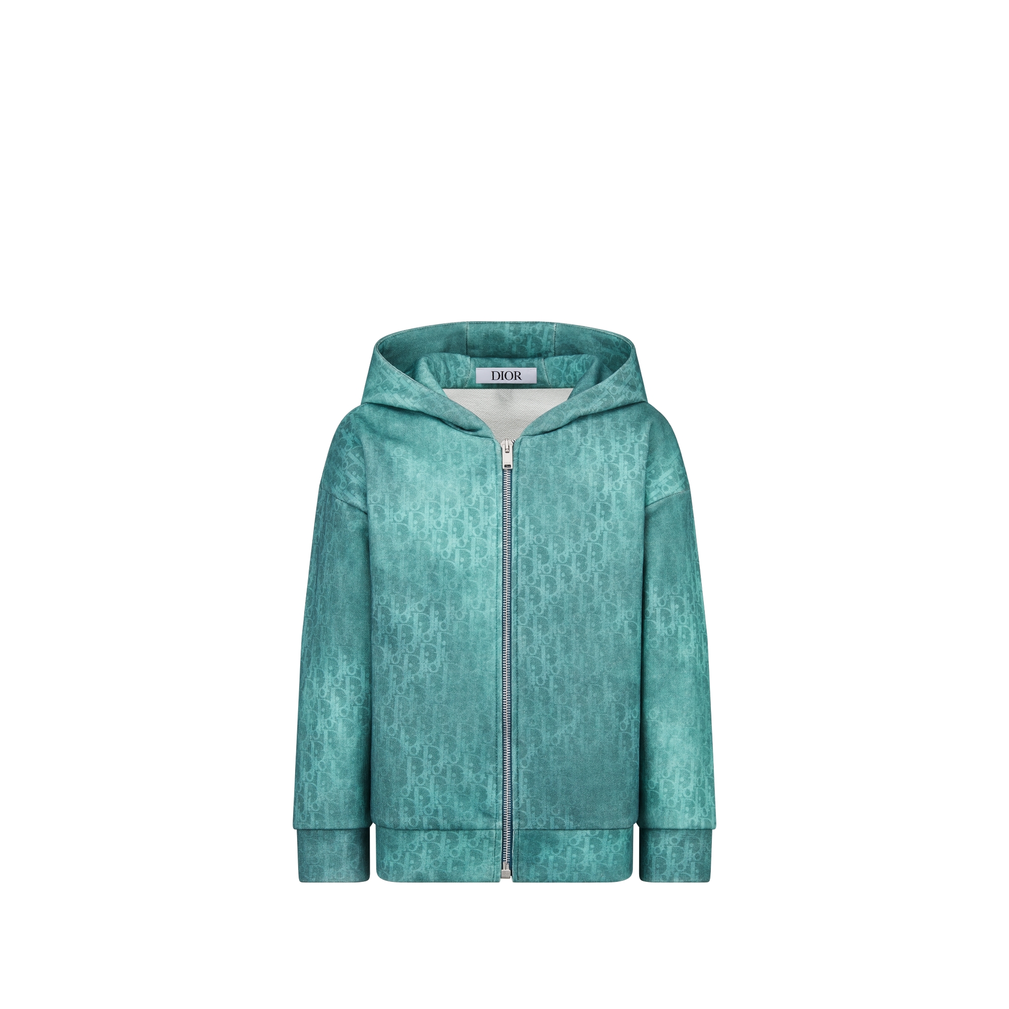 Kids' Zipped Hooded Sweatshirt Gradient Blue Dior Oblique Cotton Fleece E01