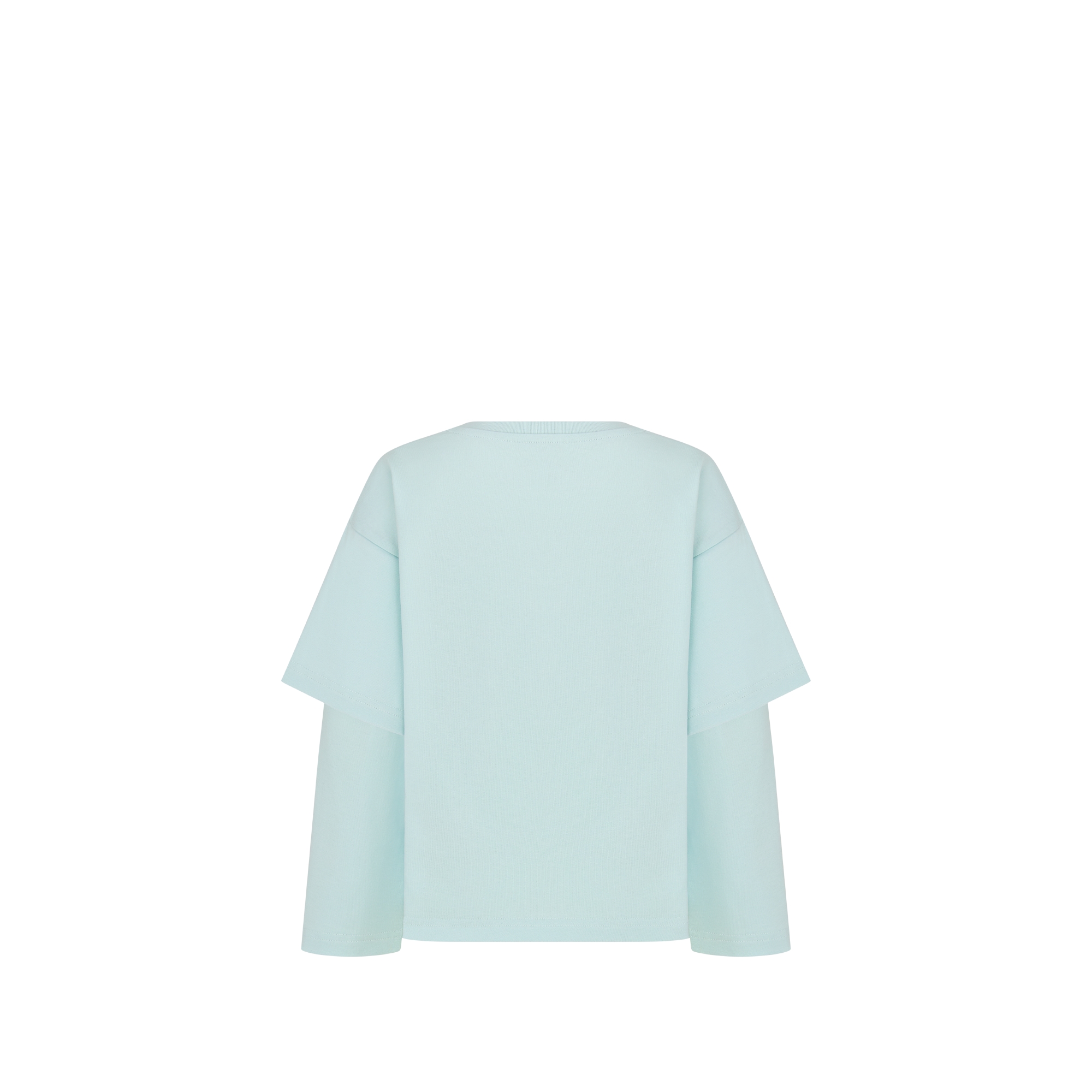 童裝長袖 T 恤 淺藍色純棉平紋布 E08