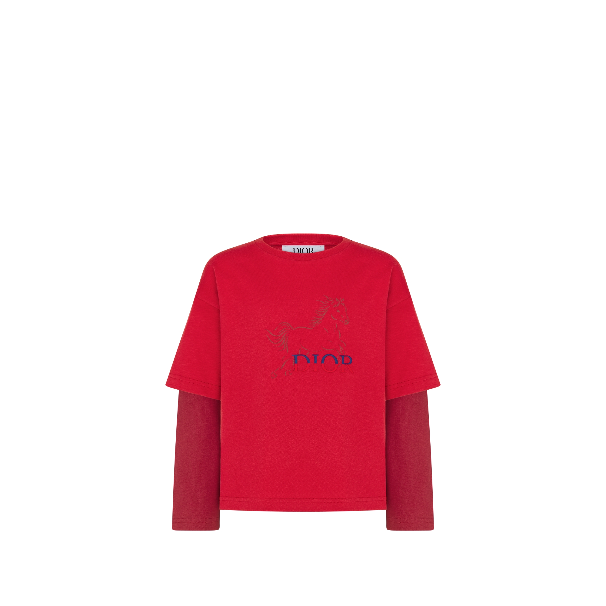 Kids' Long-Sleeved T-Shirt Red and Deep Red Cotton Jersey E01