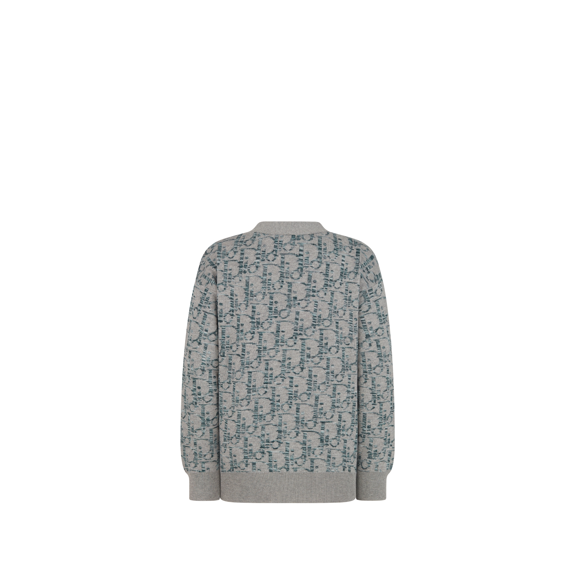 Kids' Cardigan Light Gray Cotton Mouliné Knit with Deep Gray Dior Oblique Jacquard E08