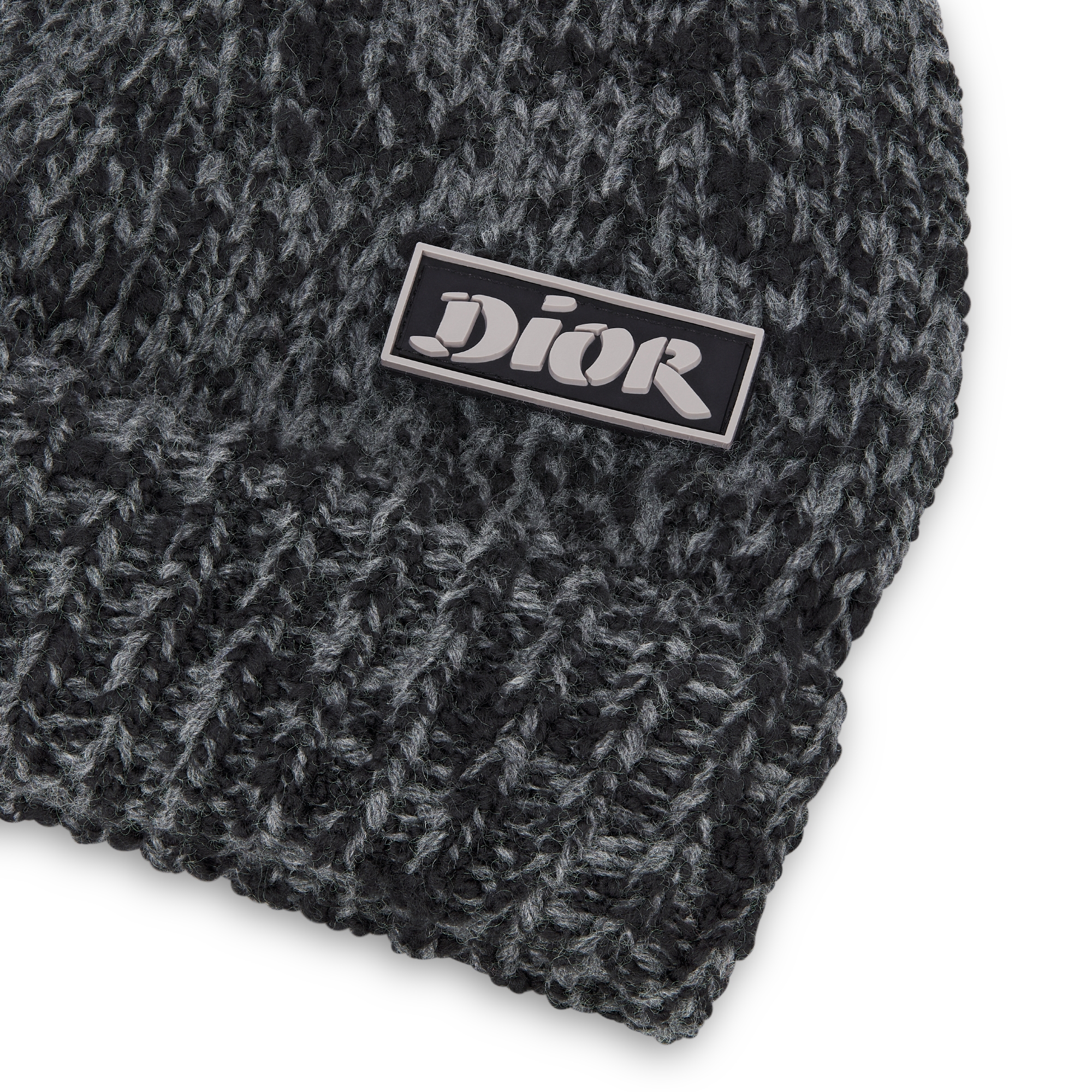 Beanie für Kinder Moulinéstrick aus Wolle in Grau und Schwarz E09