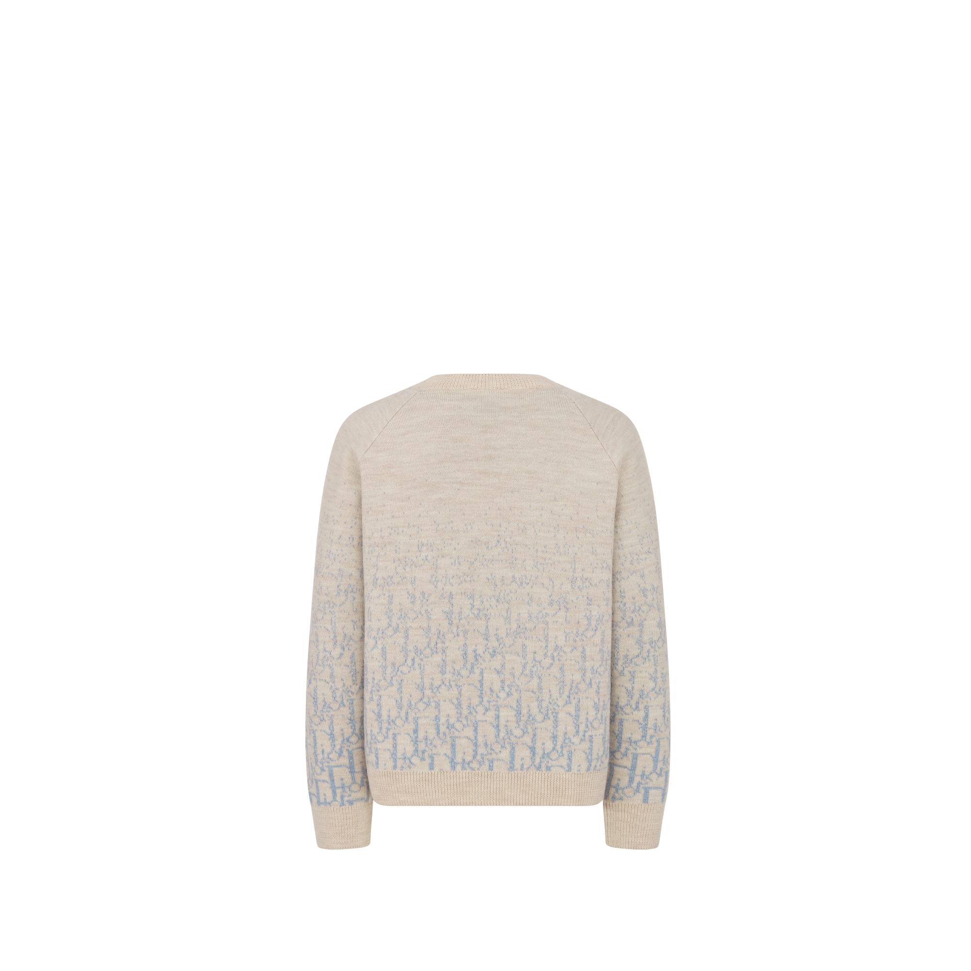 Maglione per bambini Maglia di lana beige con jacquard Dior Oblique azzurro sfumato E08