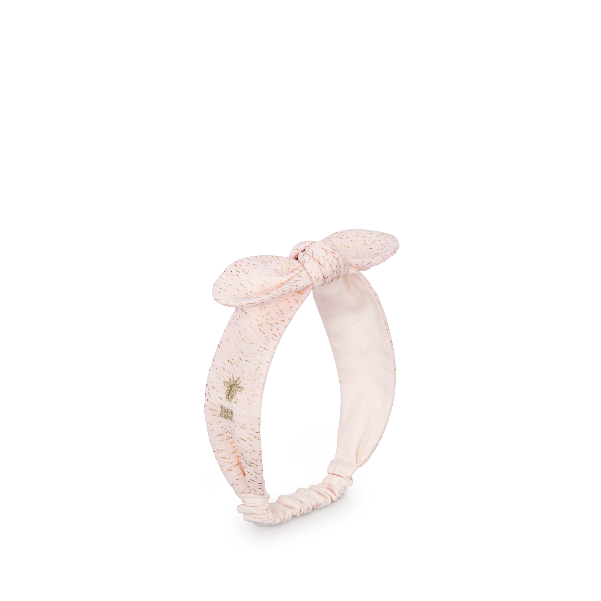 Bandeau bébé Crêpe rose pâle à paillettes dorées E03