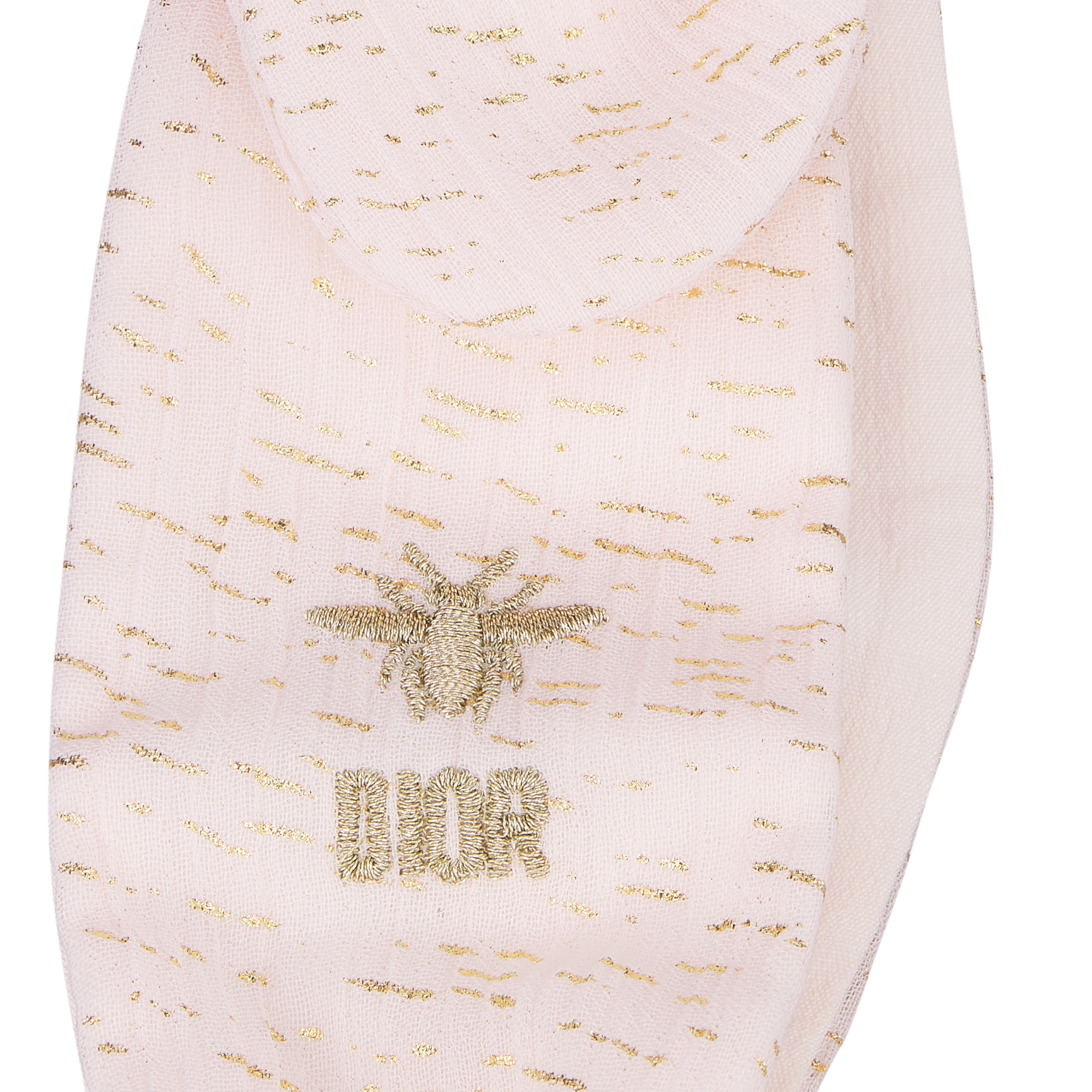 Bandeau bébé Crêpe rose pâle à paillettes dorées E09