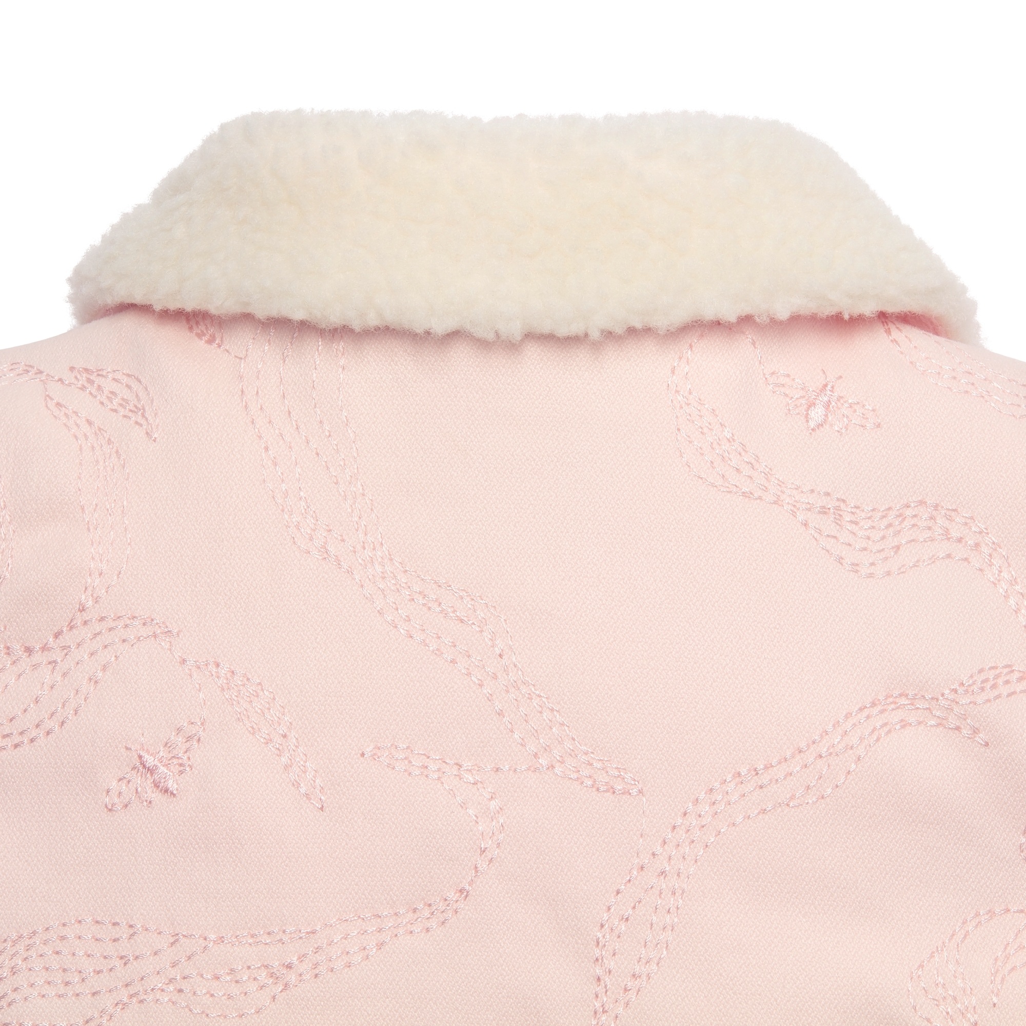 Baby Jacket Pale Pink Cotton Gabardine with Jardin de Roses Motif E09
