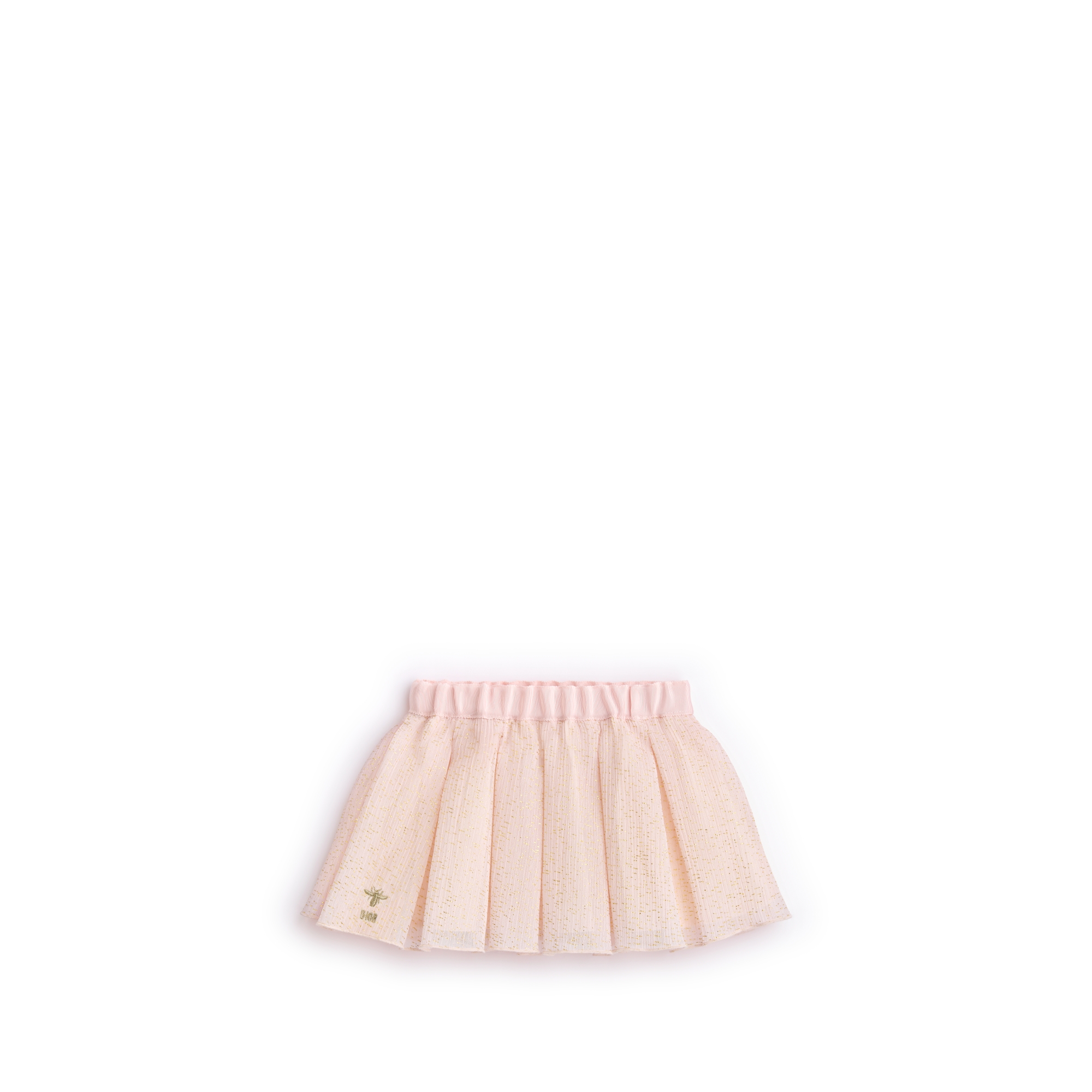 Baby Short Skirt Pale Pink Crepe with Gold-Tone Sequins E01