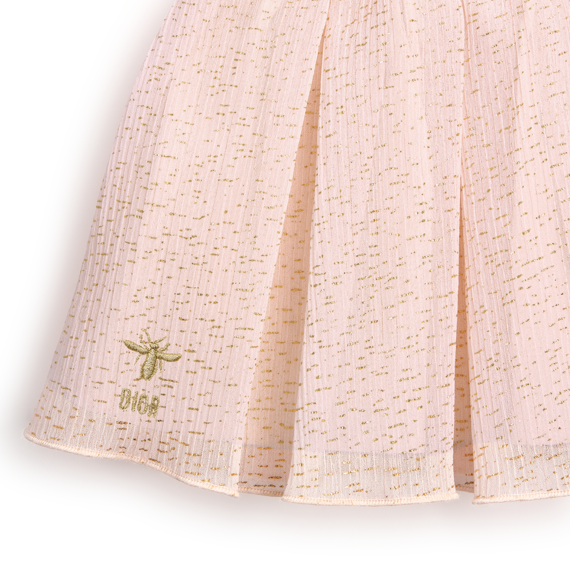 Baby Short Skirt Pale Pink Crepe with Gold-Tone Sequins E09