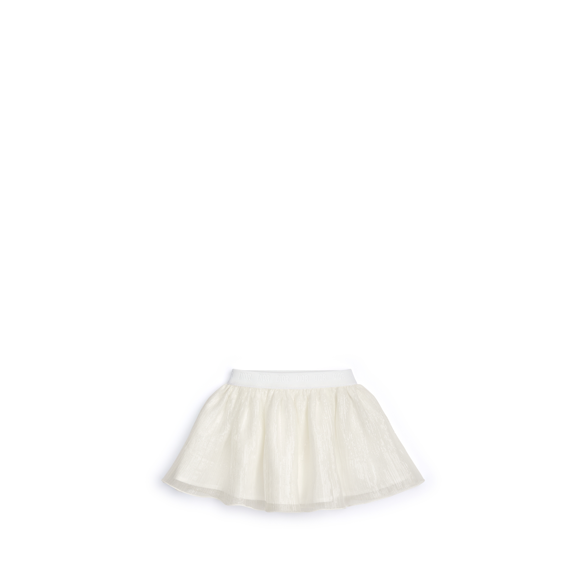Baby Flared Skirt Metallic Ivory Silk Chiffon E01