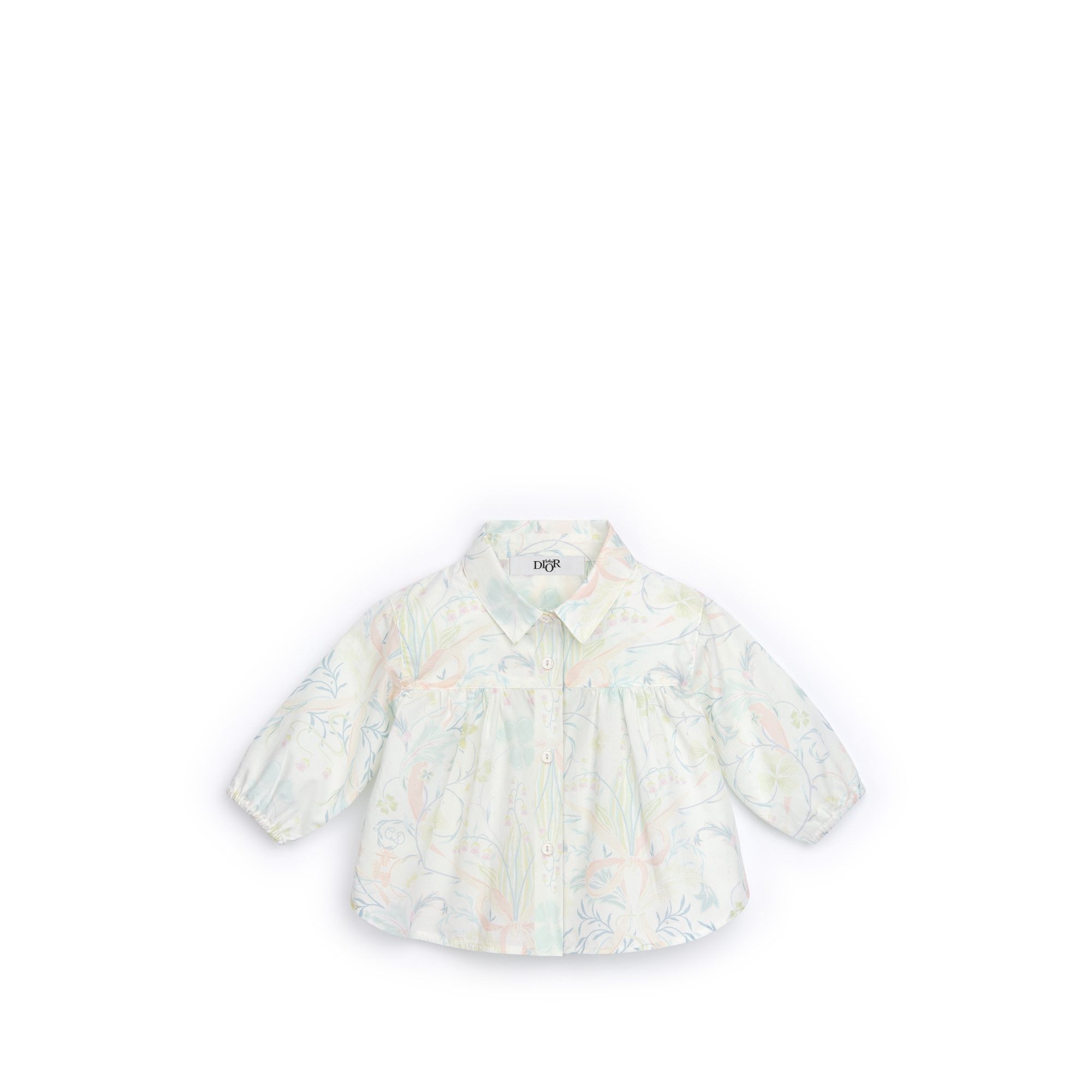 Camicia per neonati Popeline di cotone color avorio con motivo pastello della stagione E01