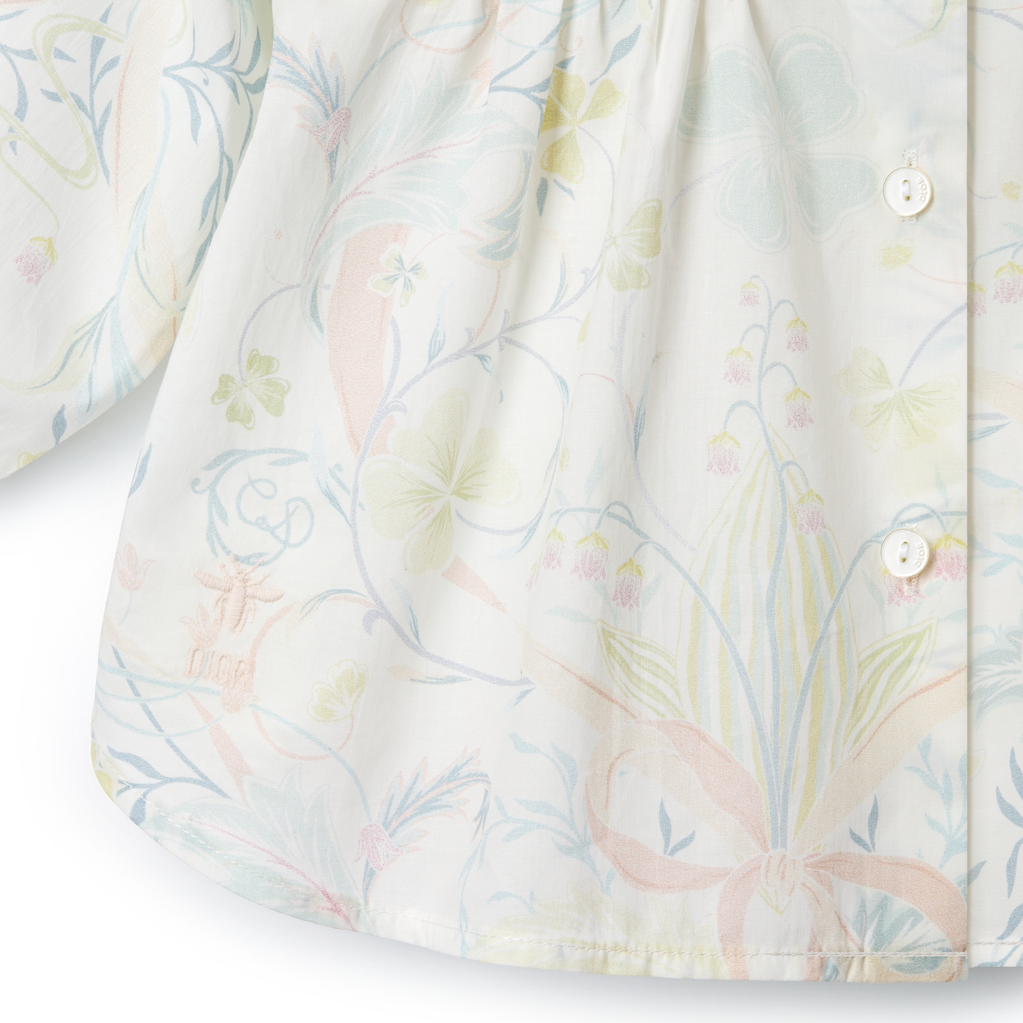 Baby Shirt Ivory Cotton Poplin with Pastel Seasonal Motif E09