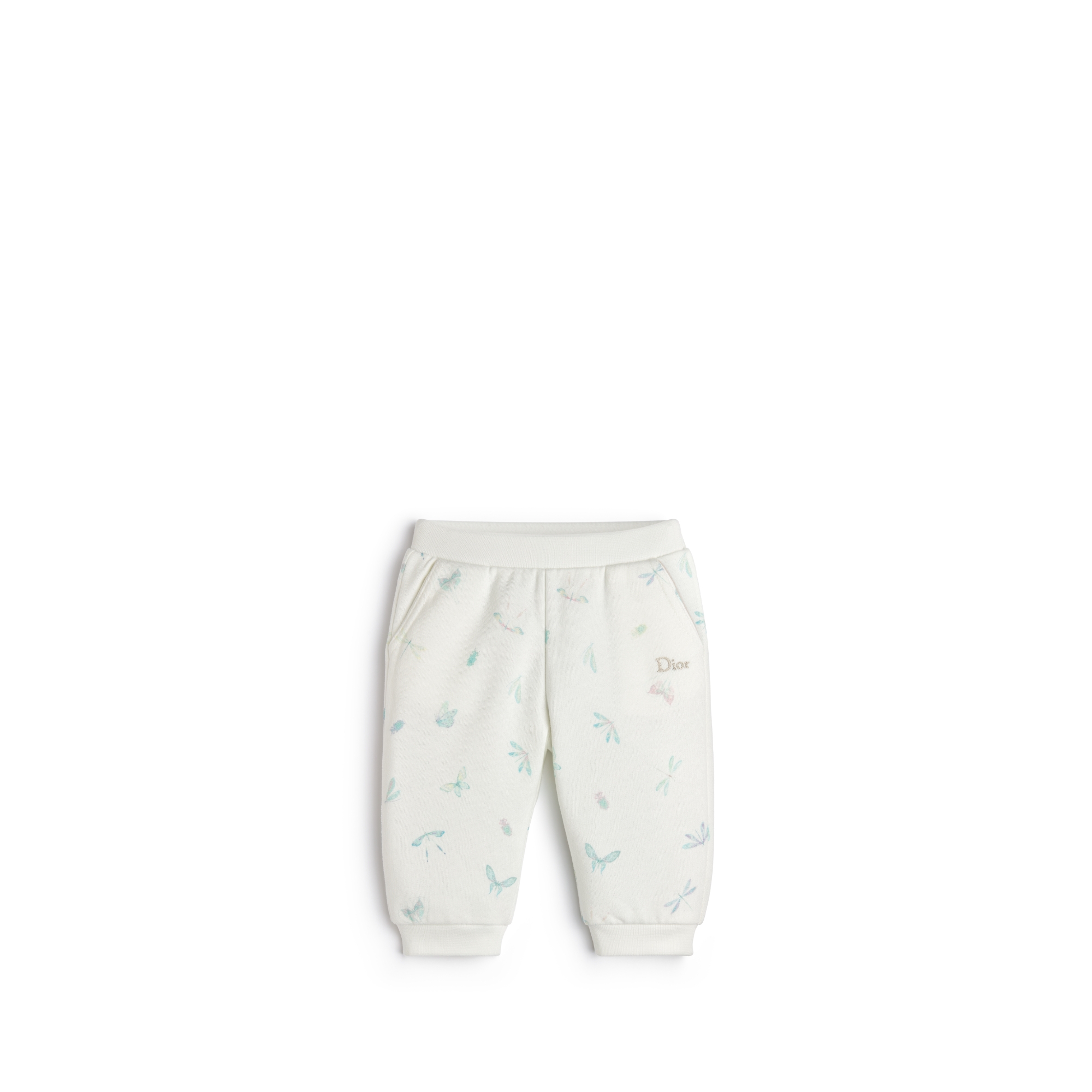 Pantaloni sportivi per neonati Cotone felpato spazzolato avorio con motivo pastello della stagione E01