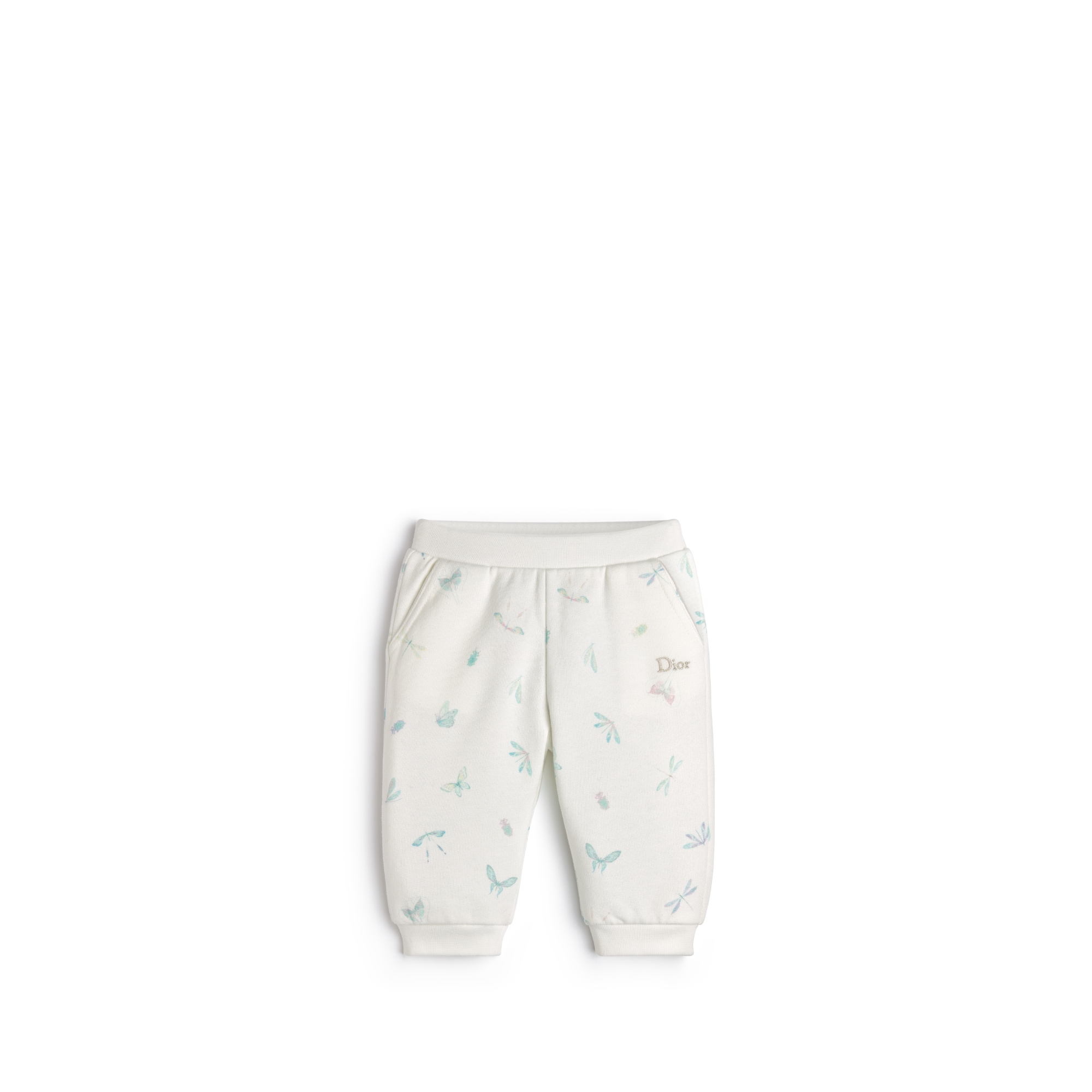 Pantalon de jogging bébé Molleton de coton gratté ivoire à motif saisonnier pastel E01
