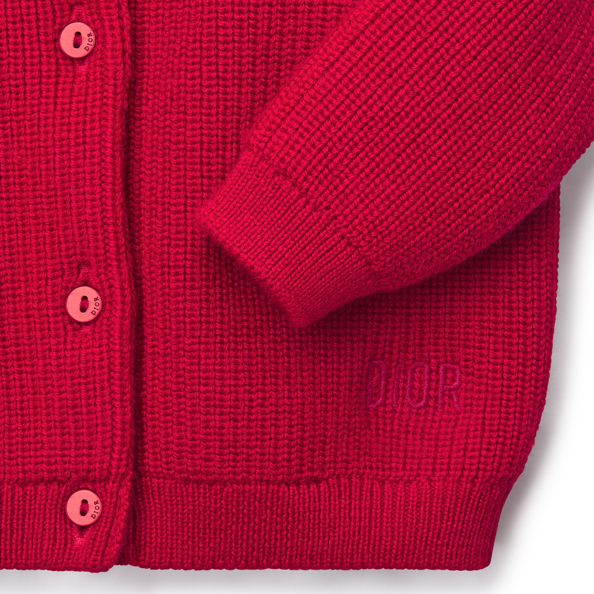 Babyvestje Gebreid van rode alpacawol en wol E09