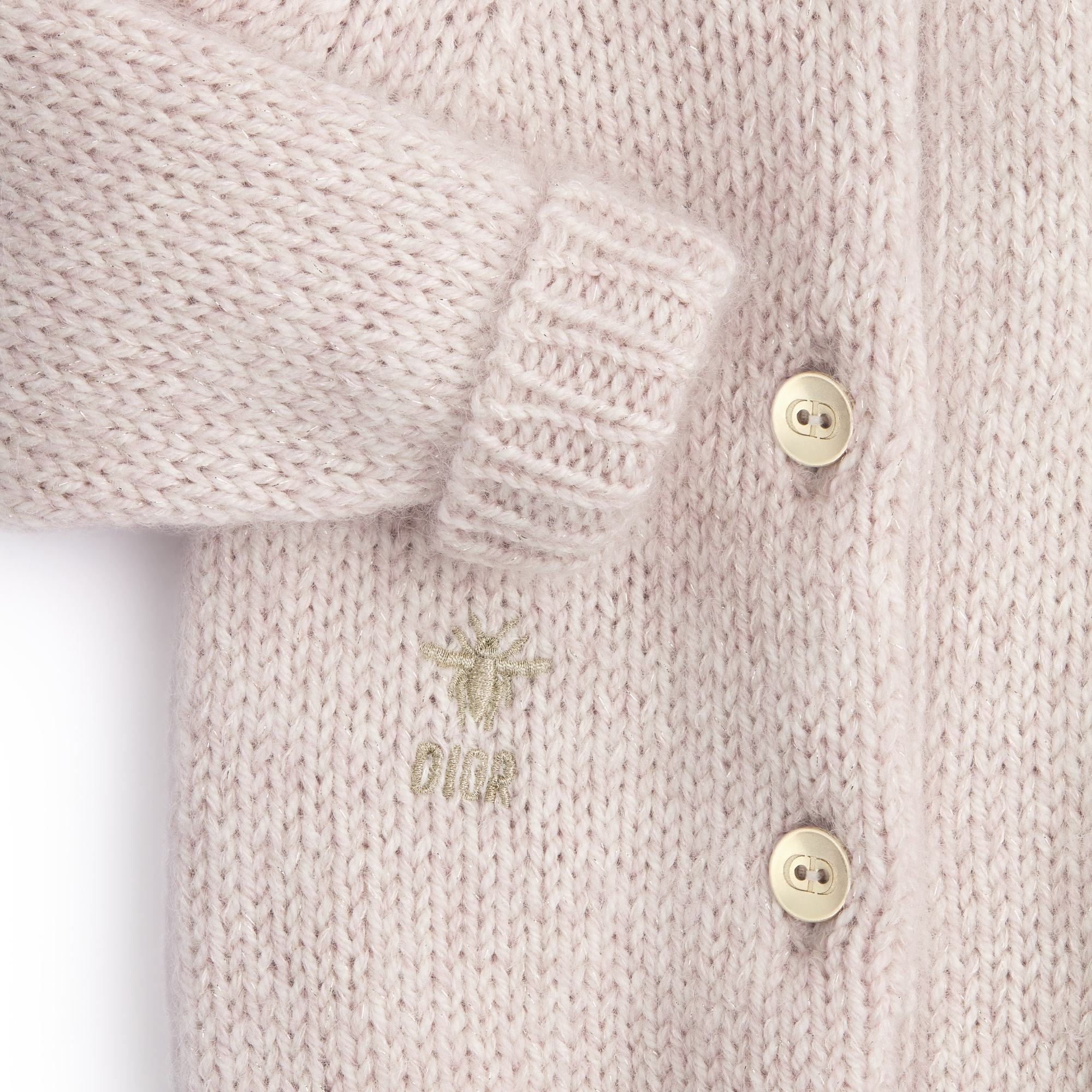 Baby Coat Pale Pink and Gold-Tone Wool-Mohair-Silk Mouliné Knit E09