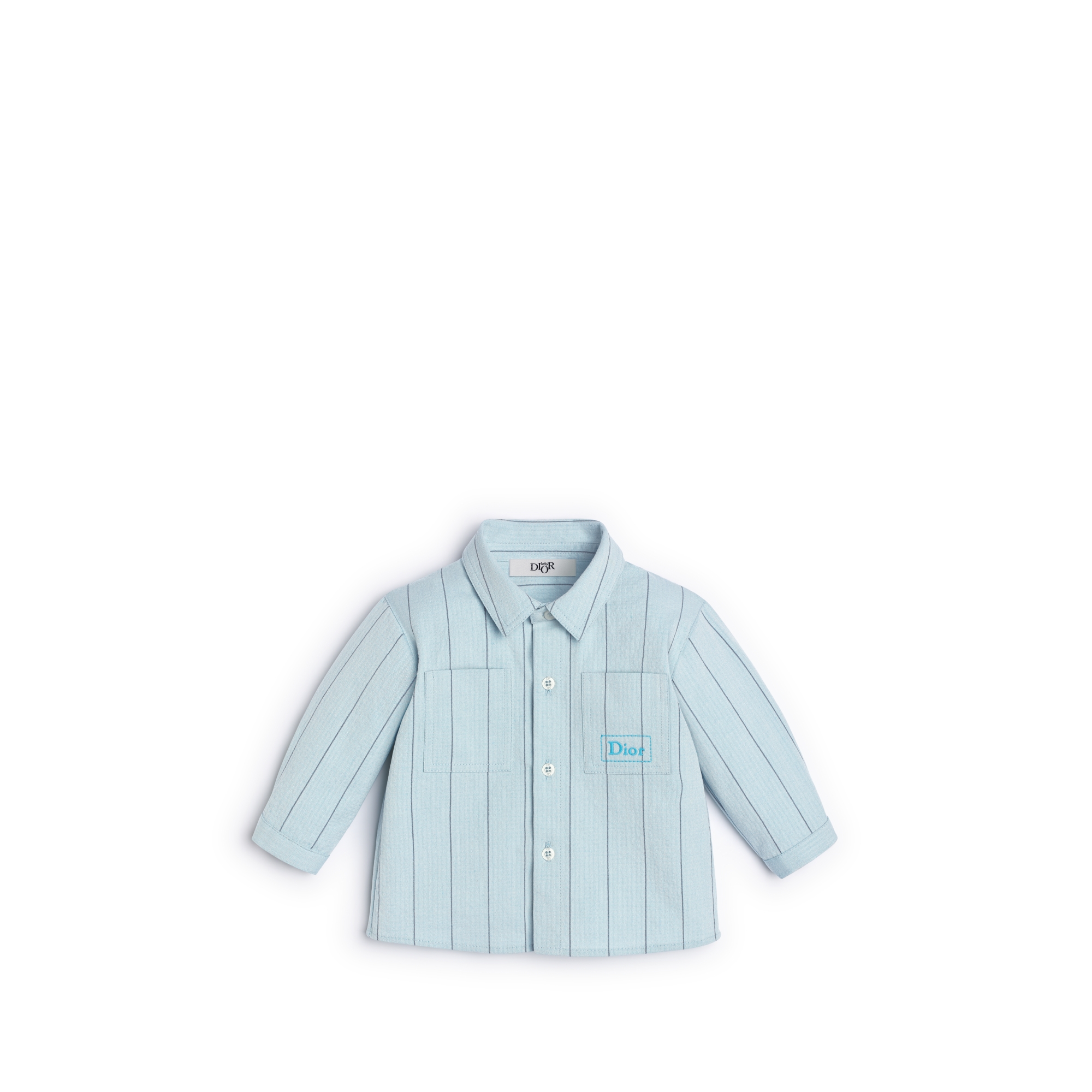 Bluse für Babys Baumwolle in Hellblau mit Streifen in Grau