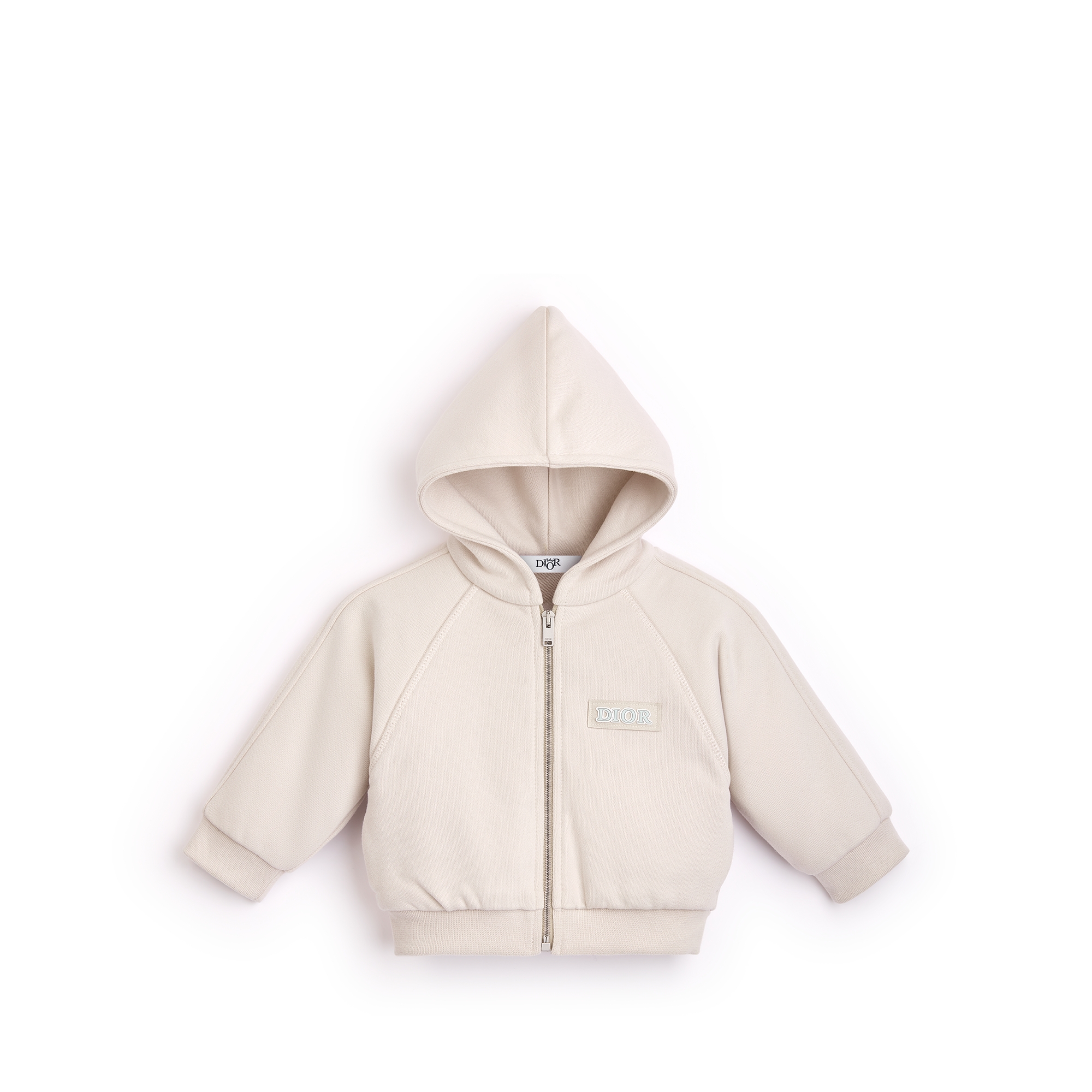 Baby Zip-Up Hooded Sweatshirt Beige Cotton Fleece E01