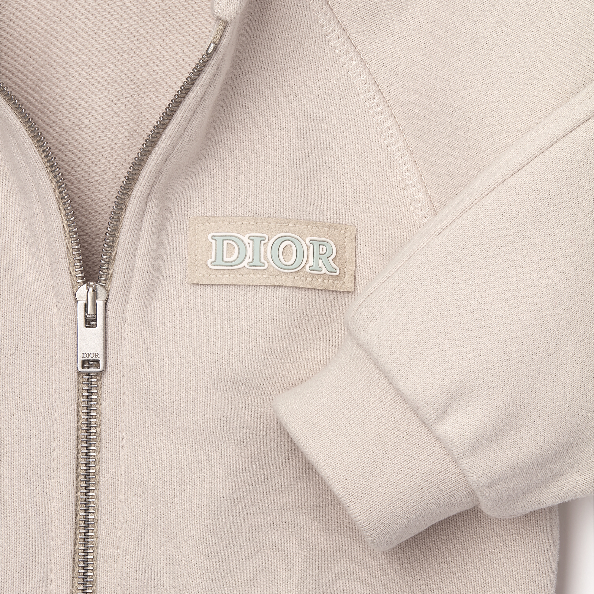 Baby Zip-Up Hooded Sweatshirt Beige Cotton Fleece E09