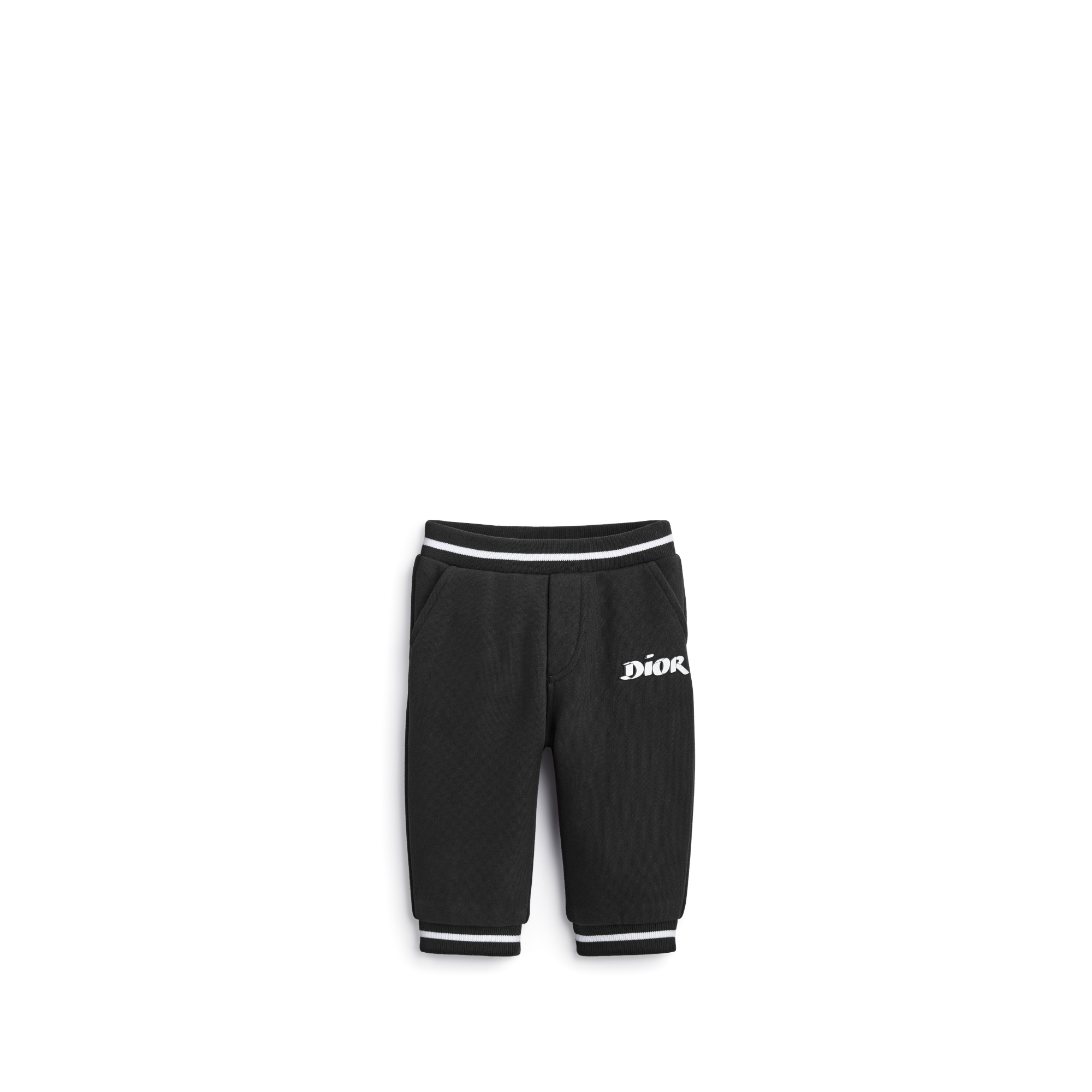 Baby Track Pants Black Brushed Cotton Fleece E01
