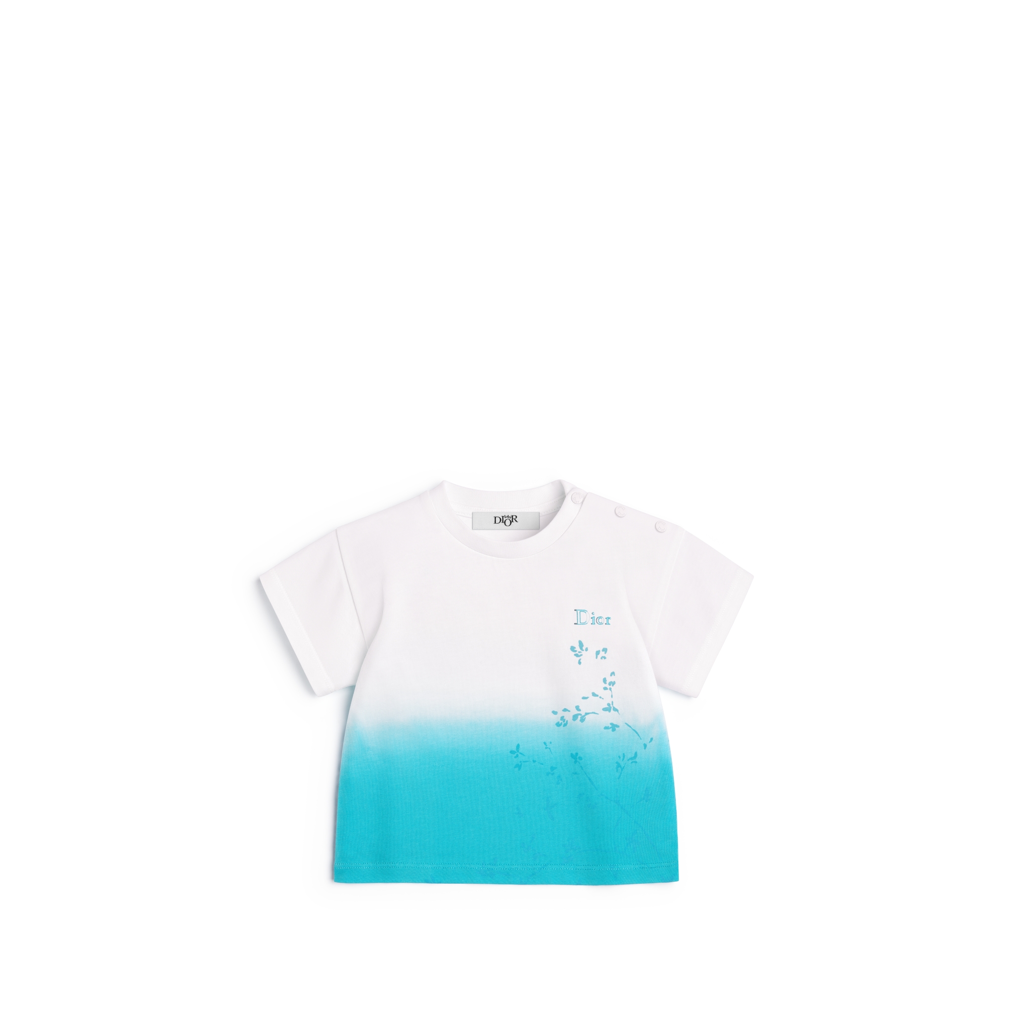 Baby T-Shirt Gradient Ivory and Turquoise Cotton Jersey E01