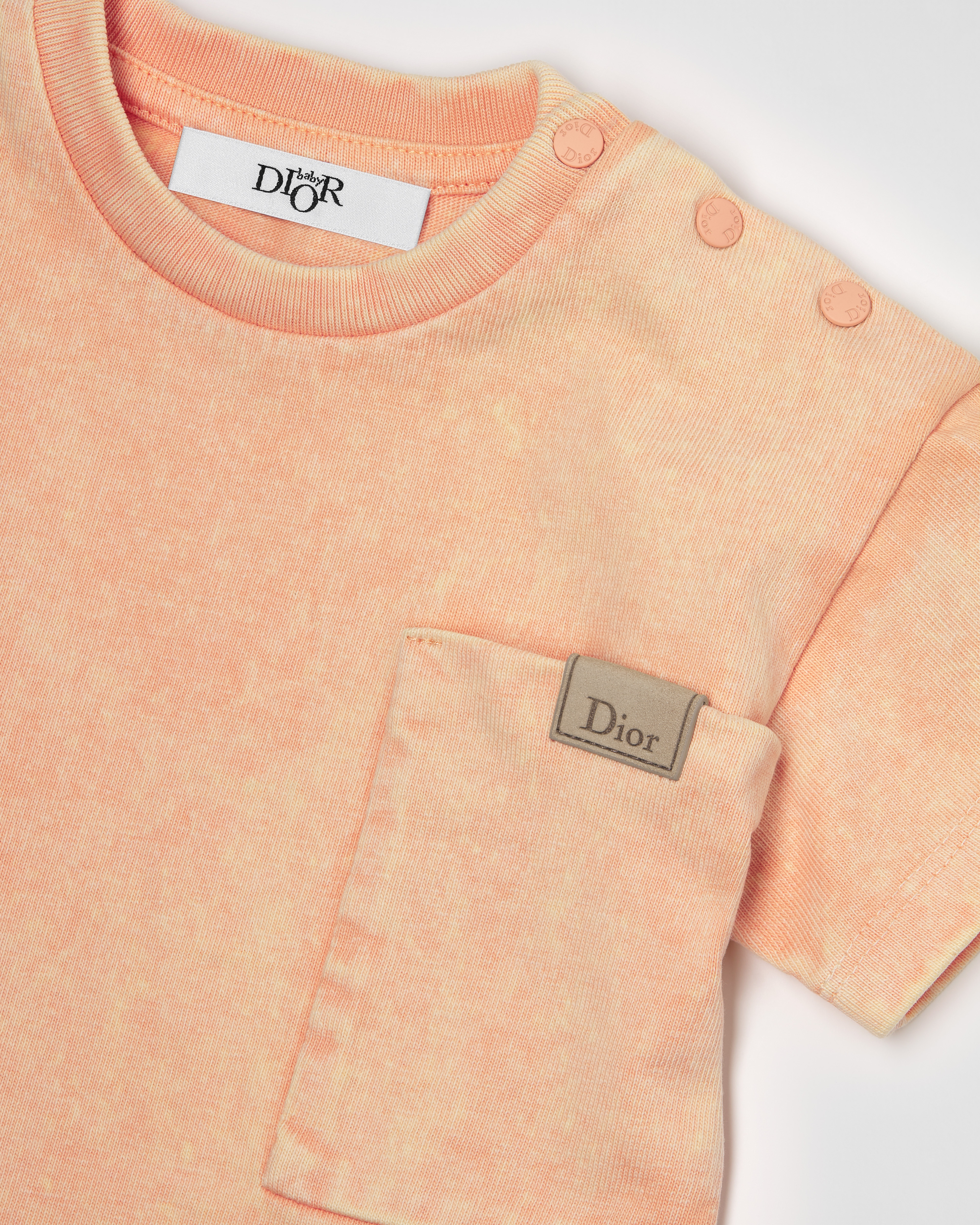 Baby T-Shirt Peach Distressed-Effect Cotton Jersey | DIOR