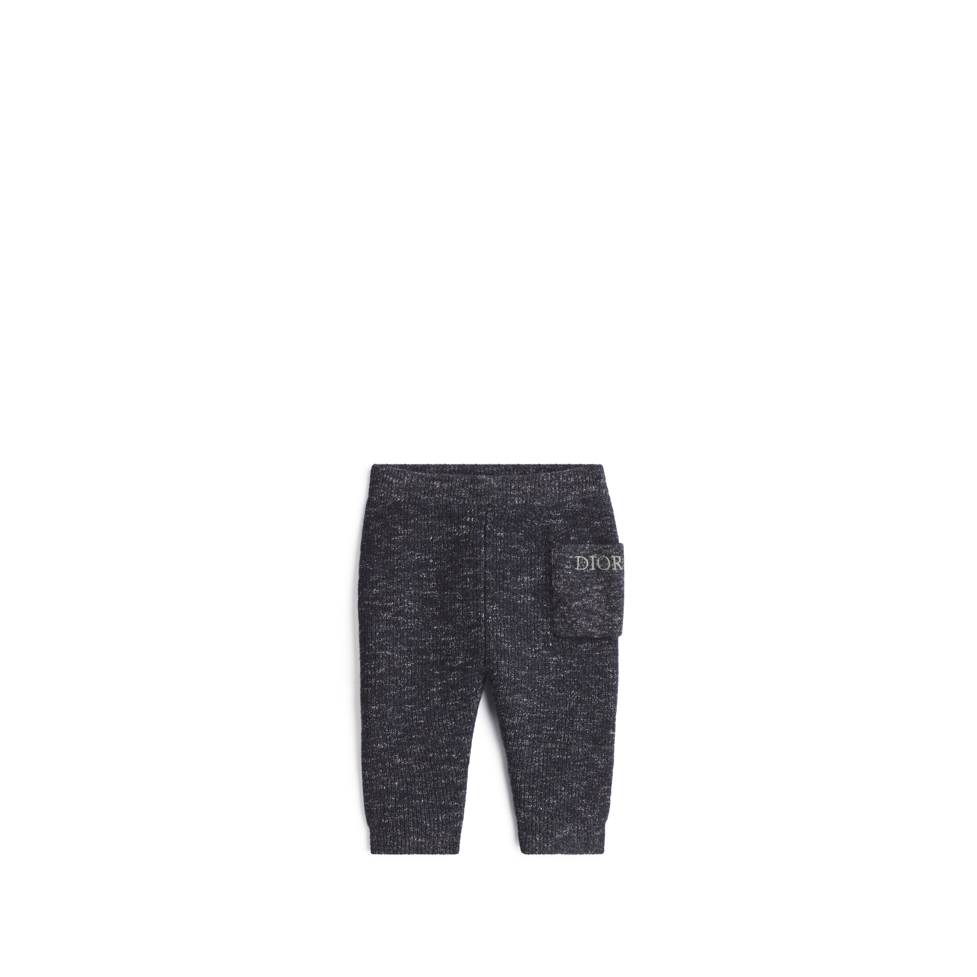 Baby Pants Midnight Blue and Gray Wool-Linen-Blend Ribbed Mouliné Knit E01