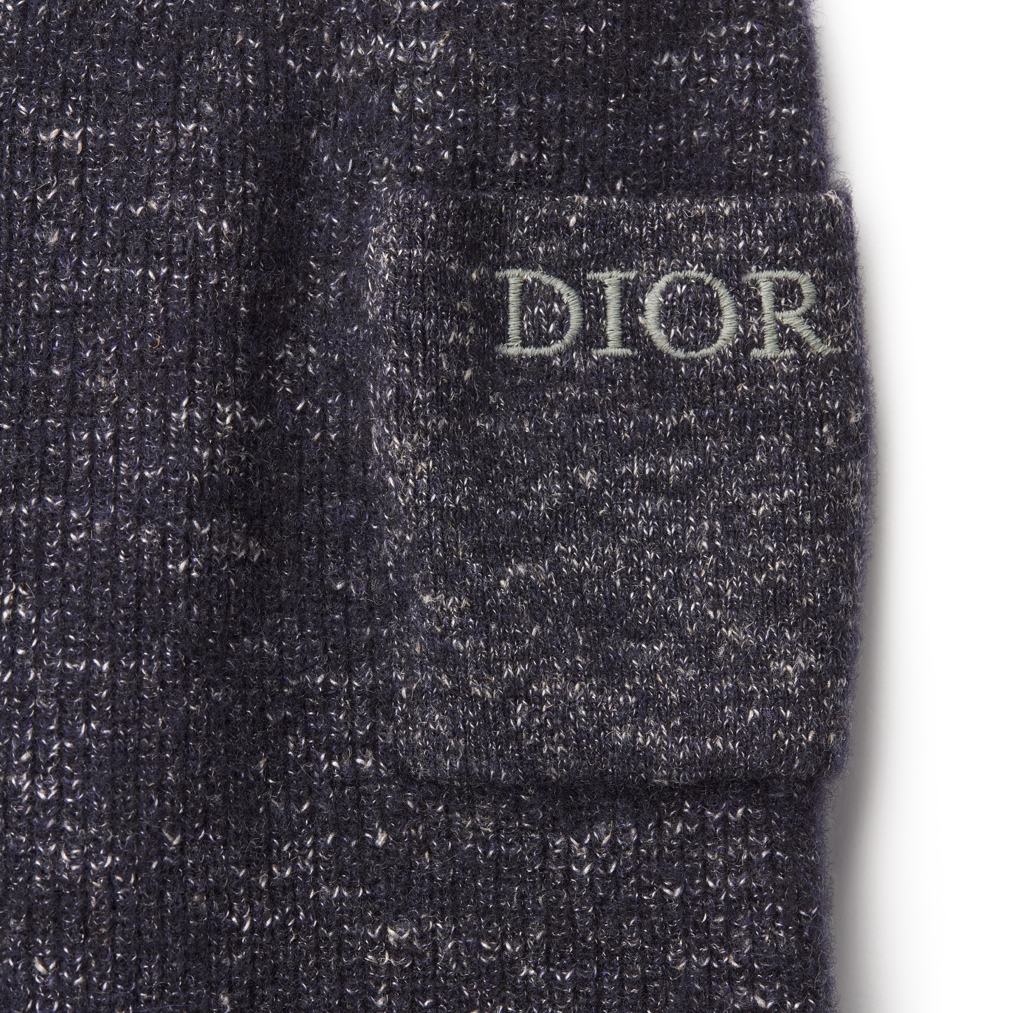 Baby Pants Midnight Blue and Gray Wool-Linen-Blend Ribbed Mouliné Knit E09