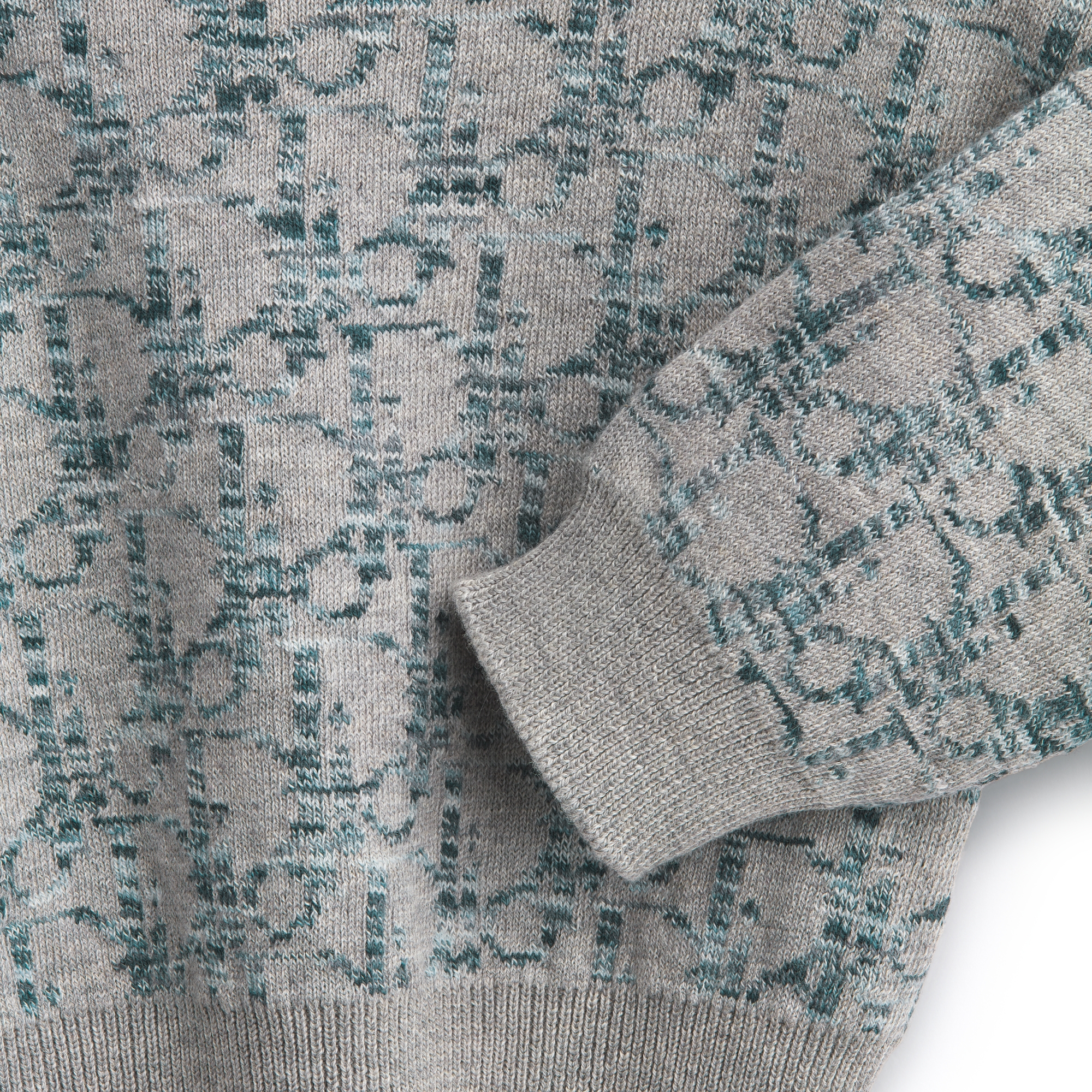 Pullover für Babys Moulinéstrick aus Baumwolle in Hellgrau mit Dior Oblique Jacquard in sattem Grau E09