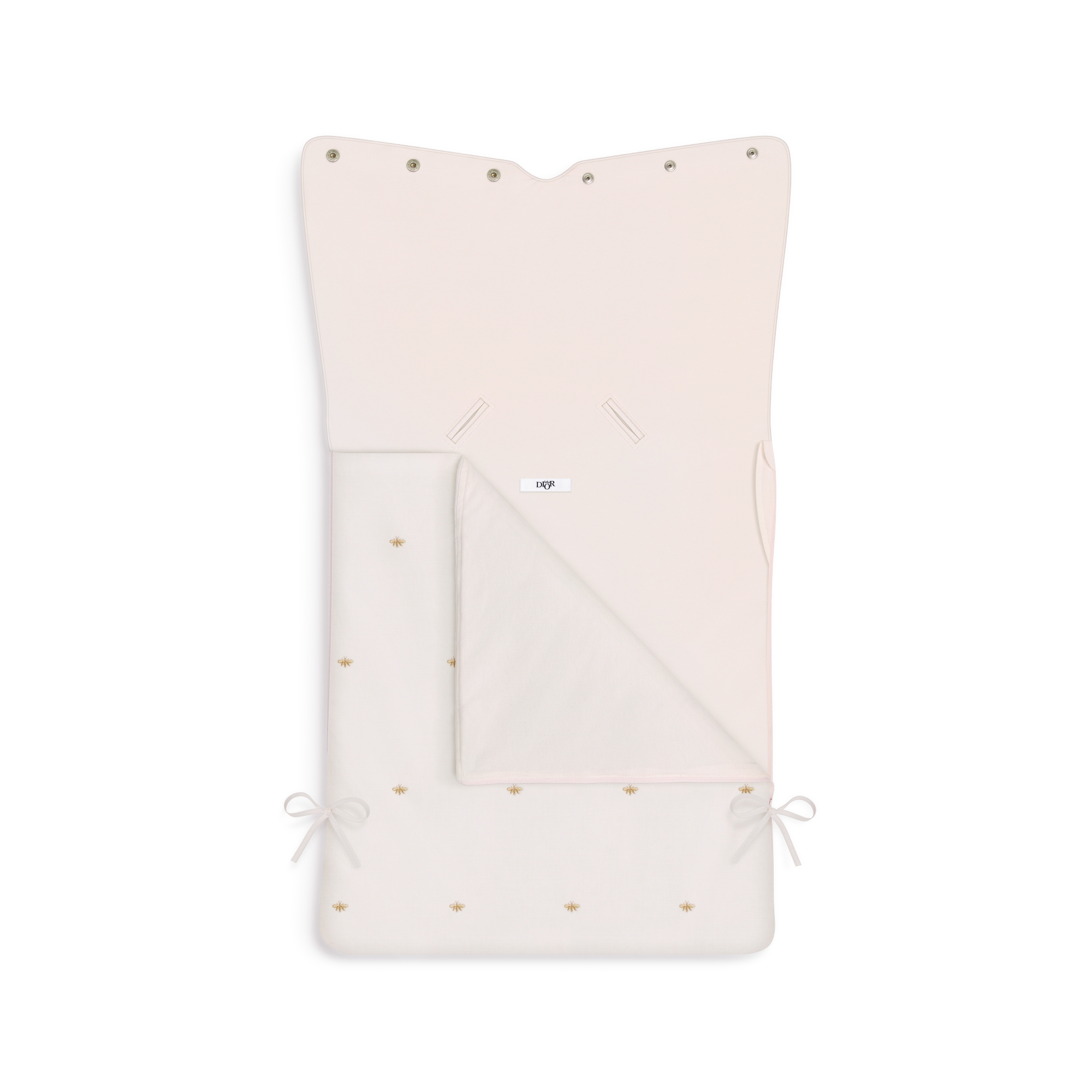 Sleeping Bag Pastel Pink Cotton Satin with Provençal Quilting and Gold-Tone Bee Motif E03