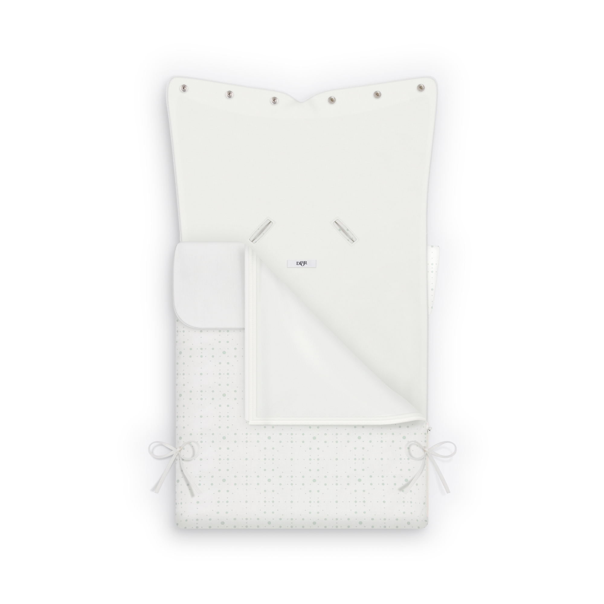 Sleeping Bag Ivory Cotton Poplin with Celadon Revisited Cannage and Polka Dot Motif E03