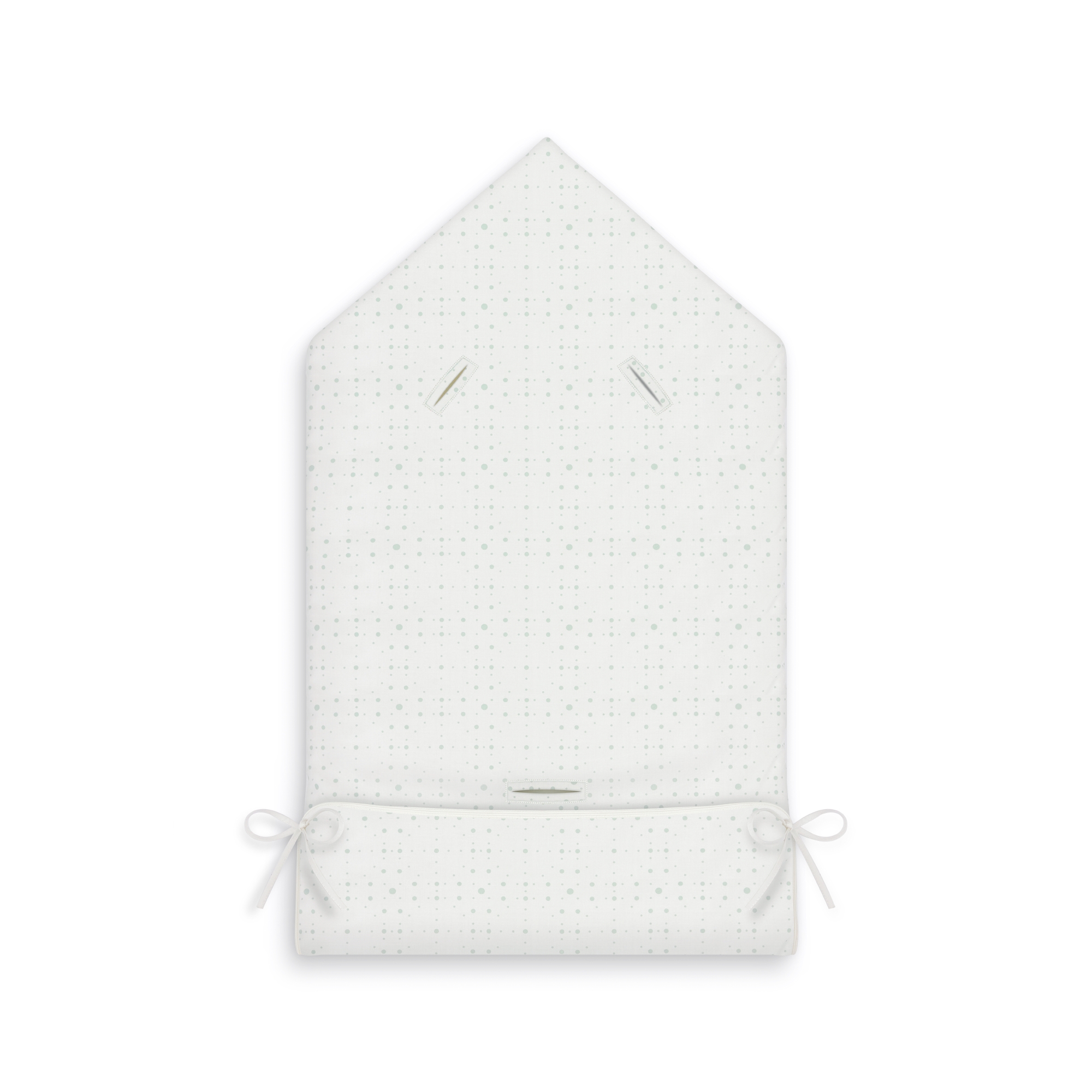 Sleeping Bag Ivory Cotton Poplin with Celadon Revisited Cannage and Polka Dot Motif E08