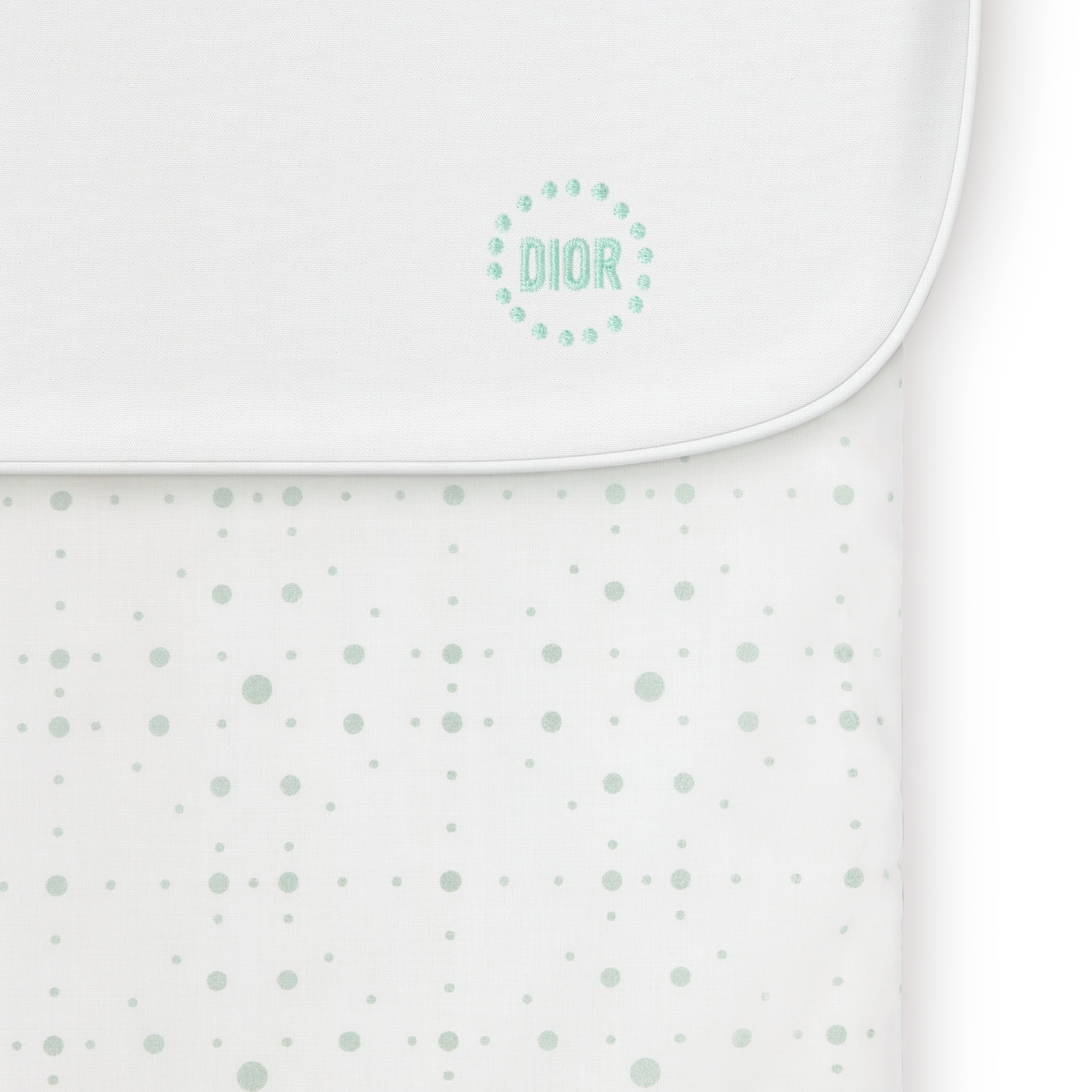 Sleeping Bag Ivory Cotton Poplin with Celadon Revisited Cannage and Polka Dot Motif E09