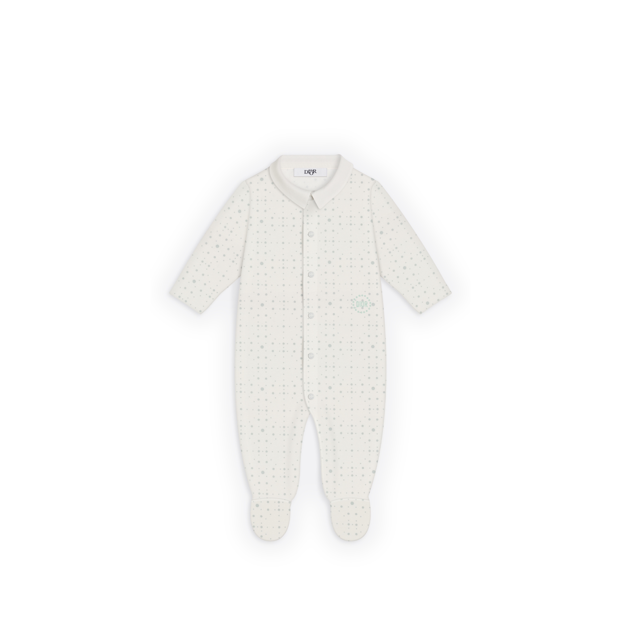 Newborn Gift Set Ivory Cotton Jersey with Celadon Revisited Cannage and Polka Dot Motif E03