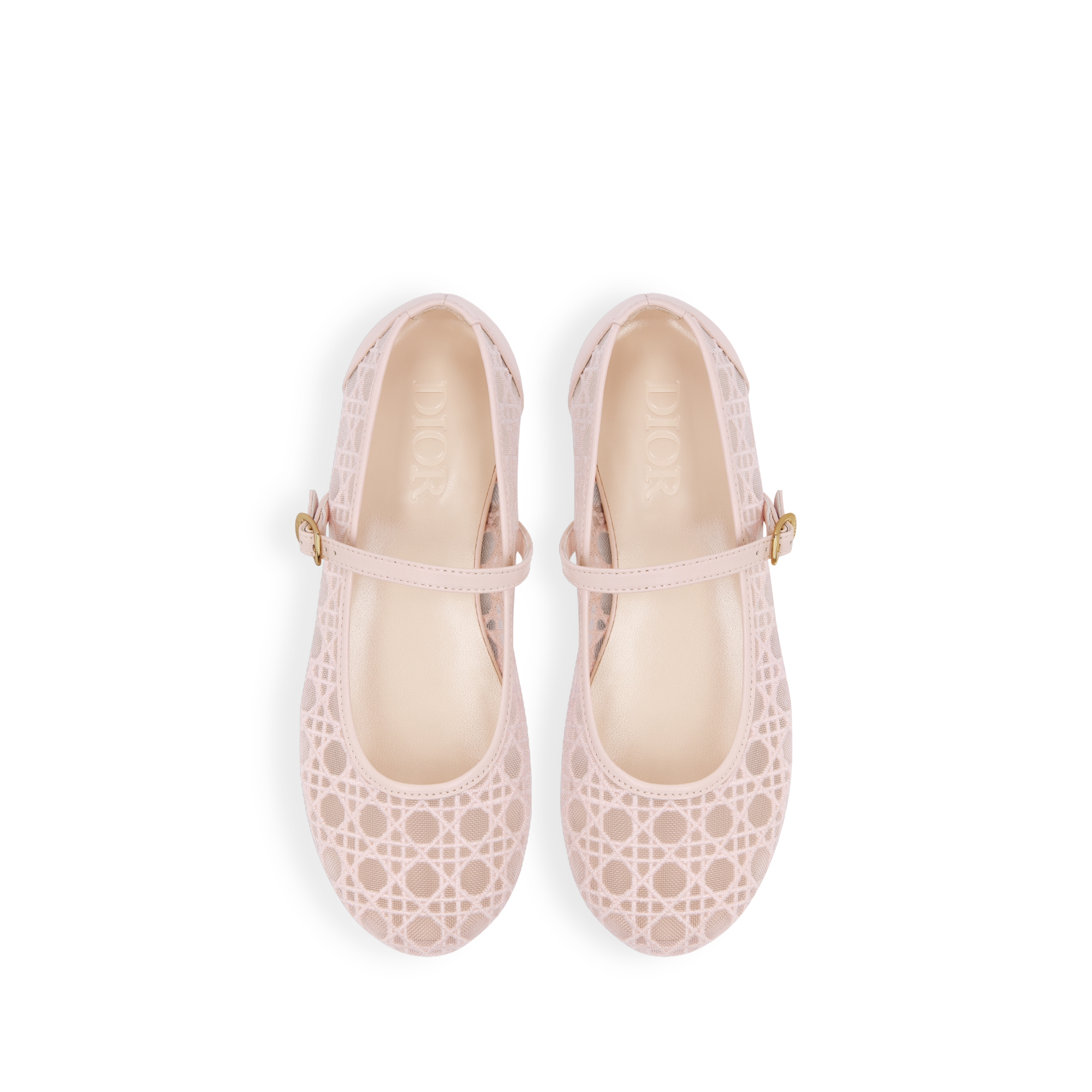 Kids' Ballet Flat Ivory Tulle with Pale Pink Cannage Embroidery and Calfskin E06
