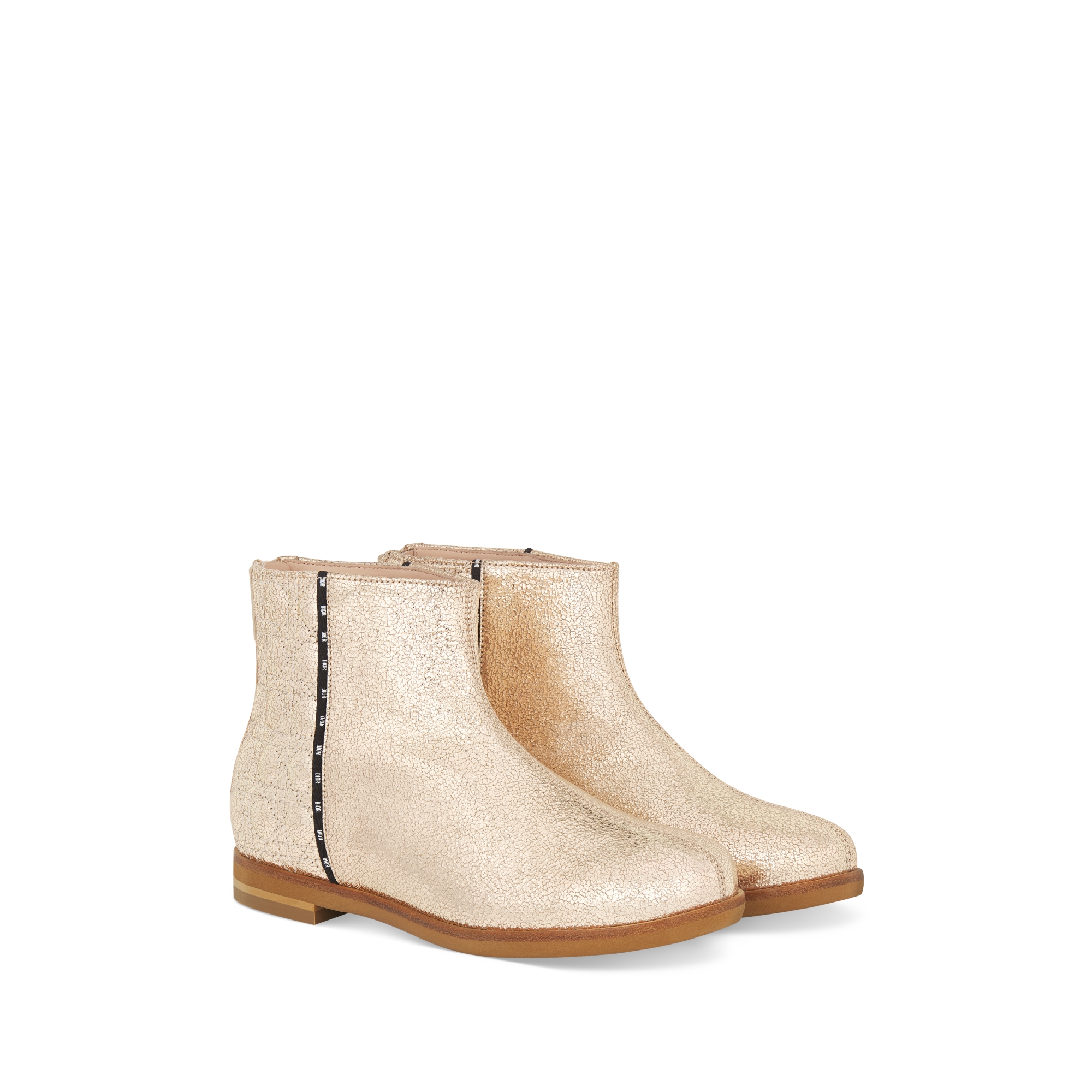 Ankle Boot für Kinder Ziegenleder mit Knittereffekt in glänzender Goldfarbe E03