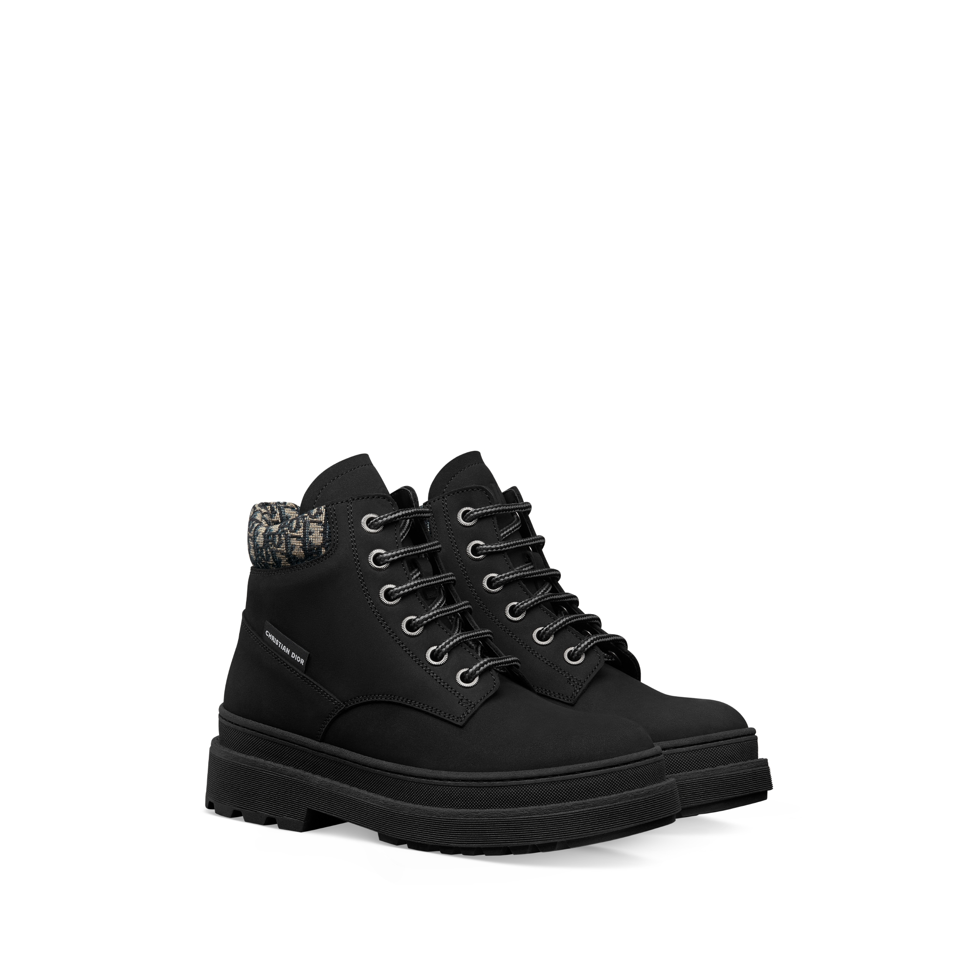 Kids' Ankle Boot Black Suede with Beige and Black Dior Oblique Jacquard E03