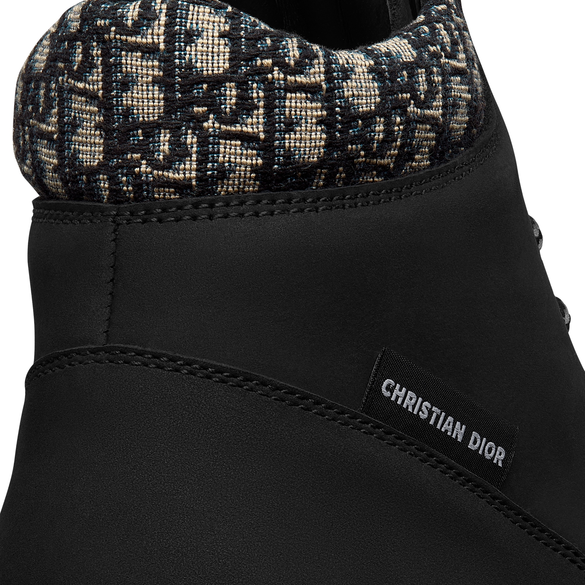 Kids' Ankle Boot Black Suede with Beige and Black Dior Oblique Jacquard E09