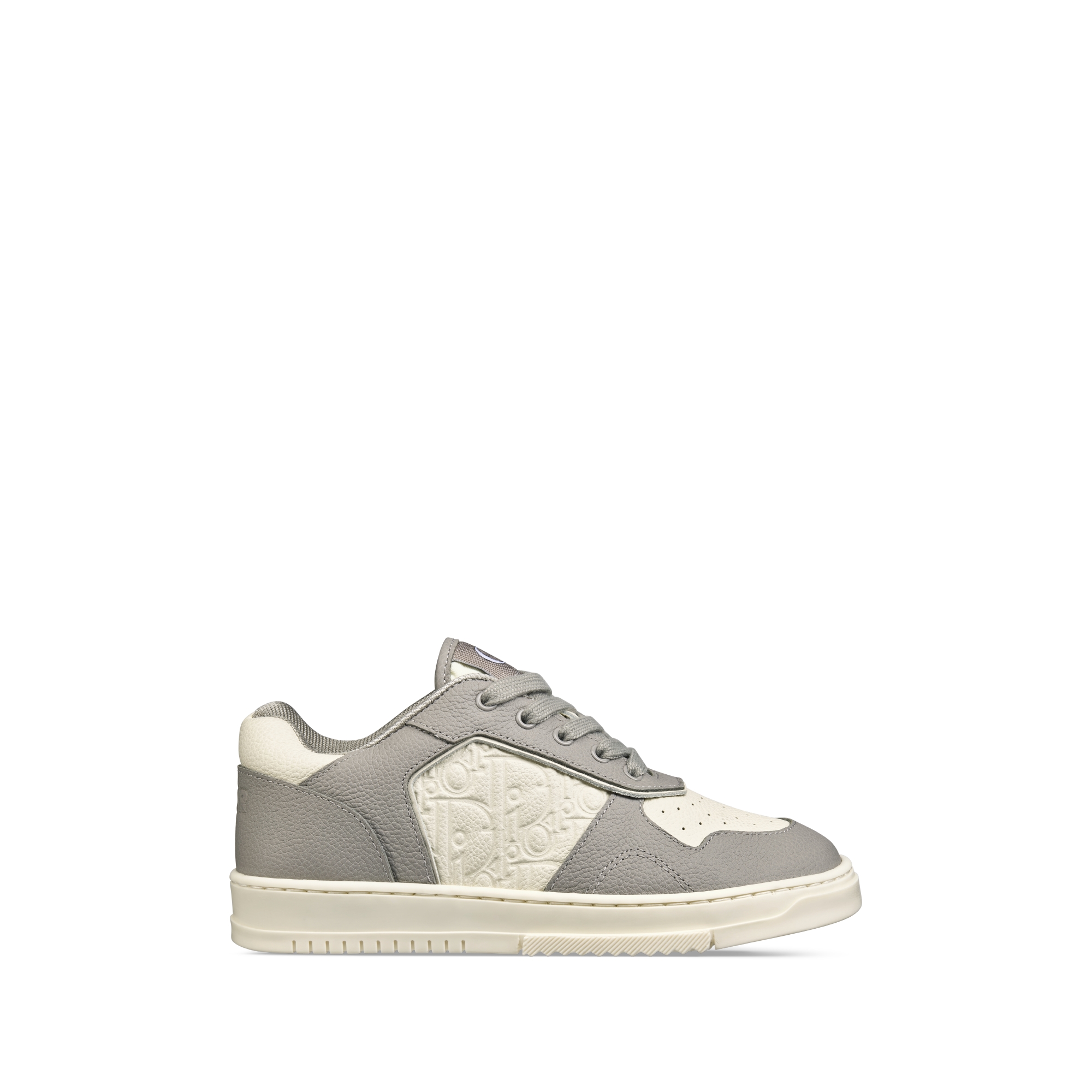 Kids' B27 Uptown Low-Top Sneaker Gray Grained Calfskin and Ecru Dior Gravity Leather E02