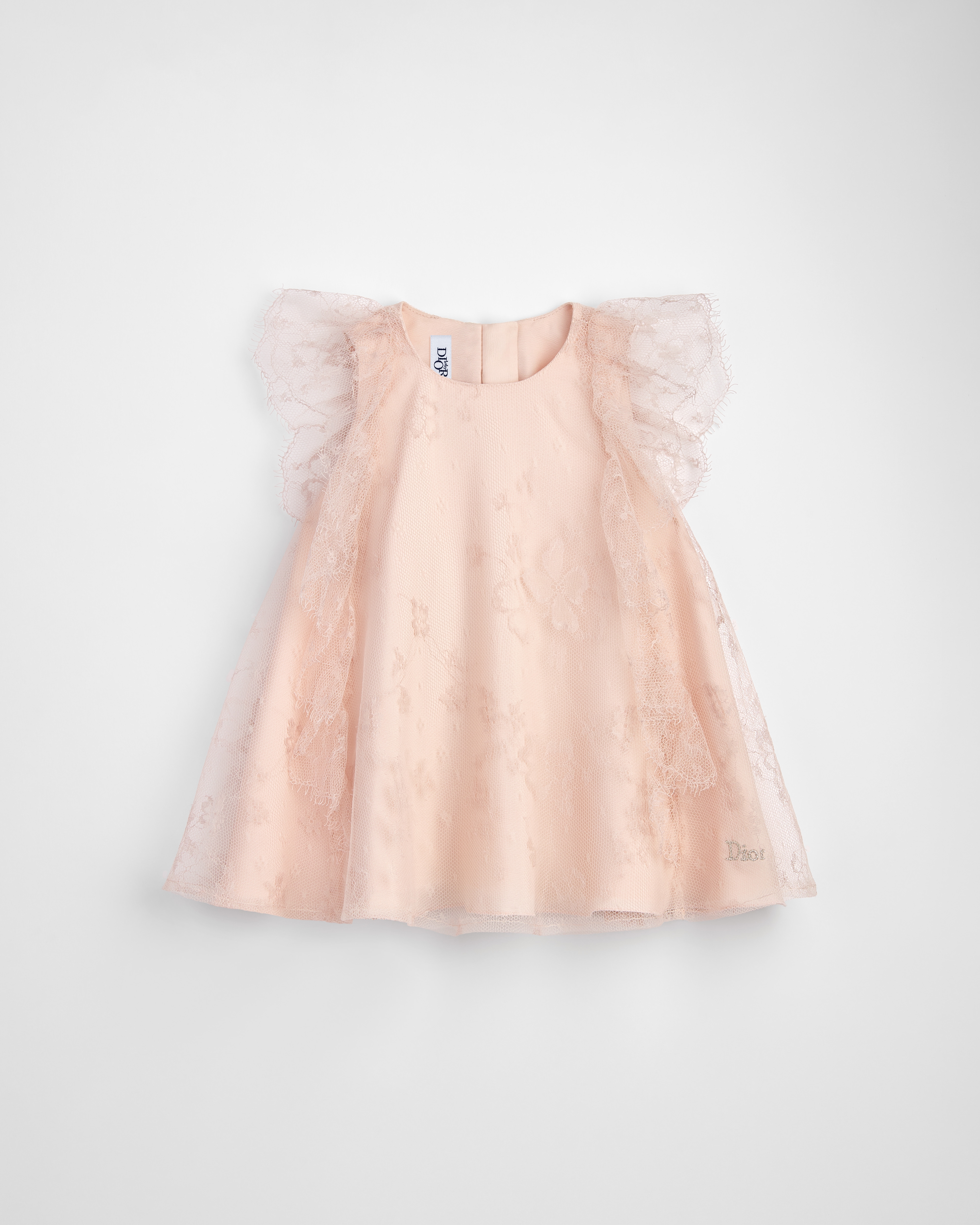 Baby Flared Dress Pale Pink Clover Motif Lace E01
