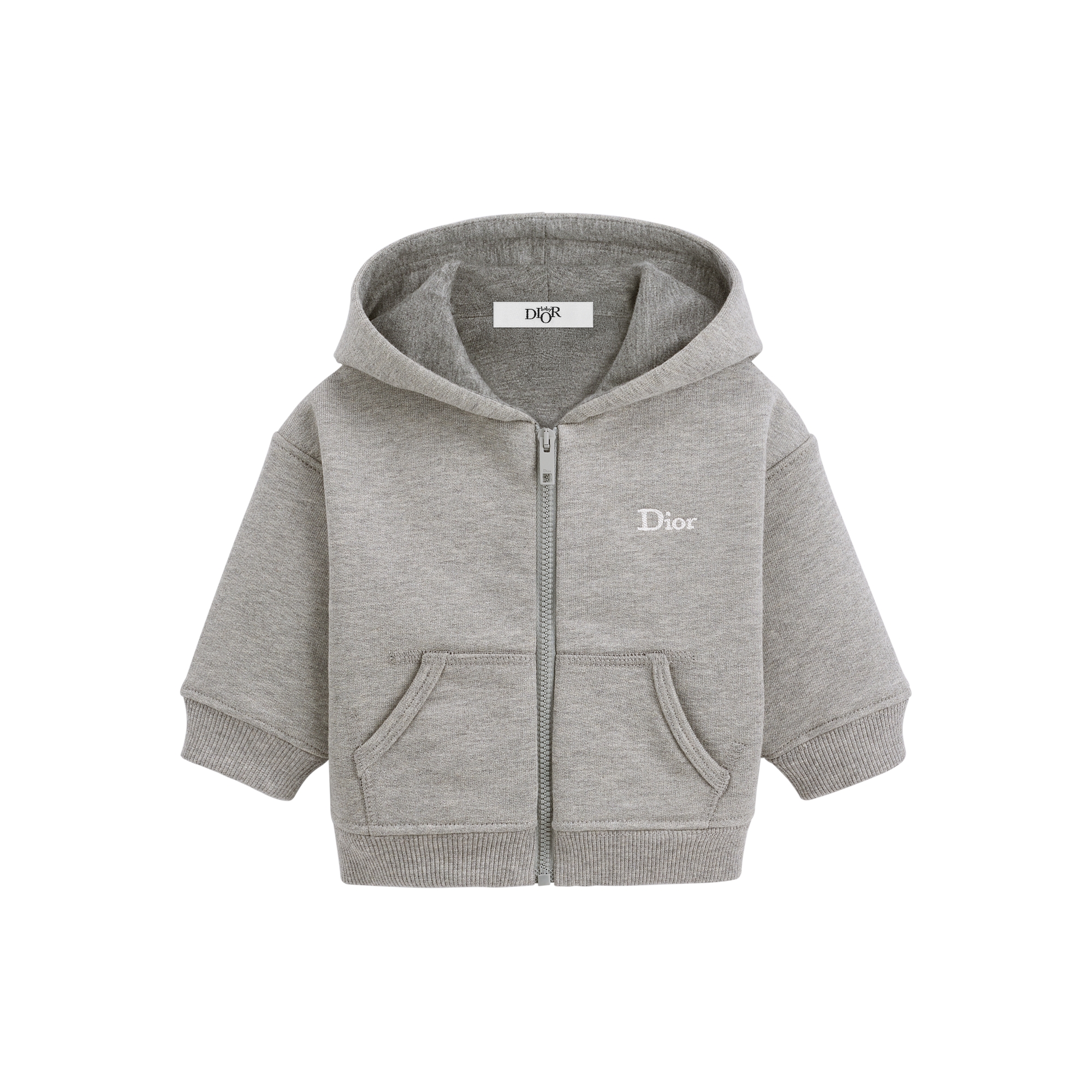 Baby Zipped Hooded Sweatshirt Gray Cotton Fleece E01