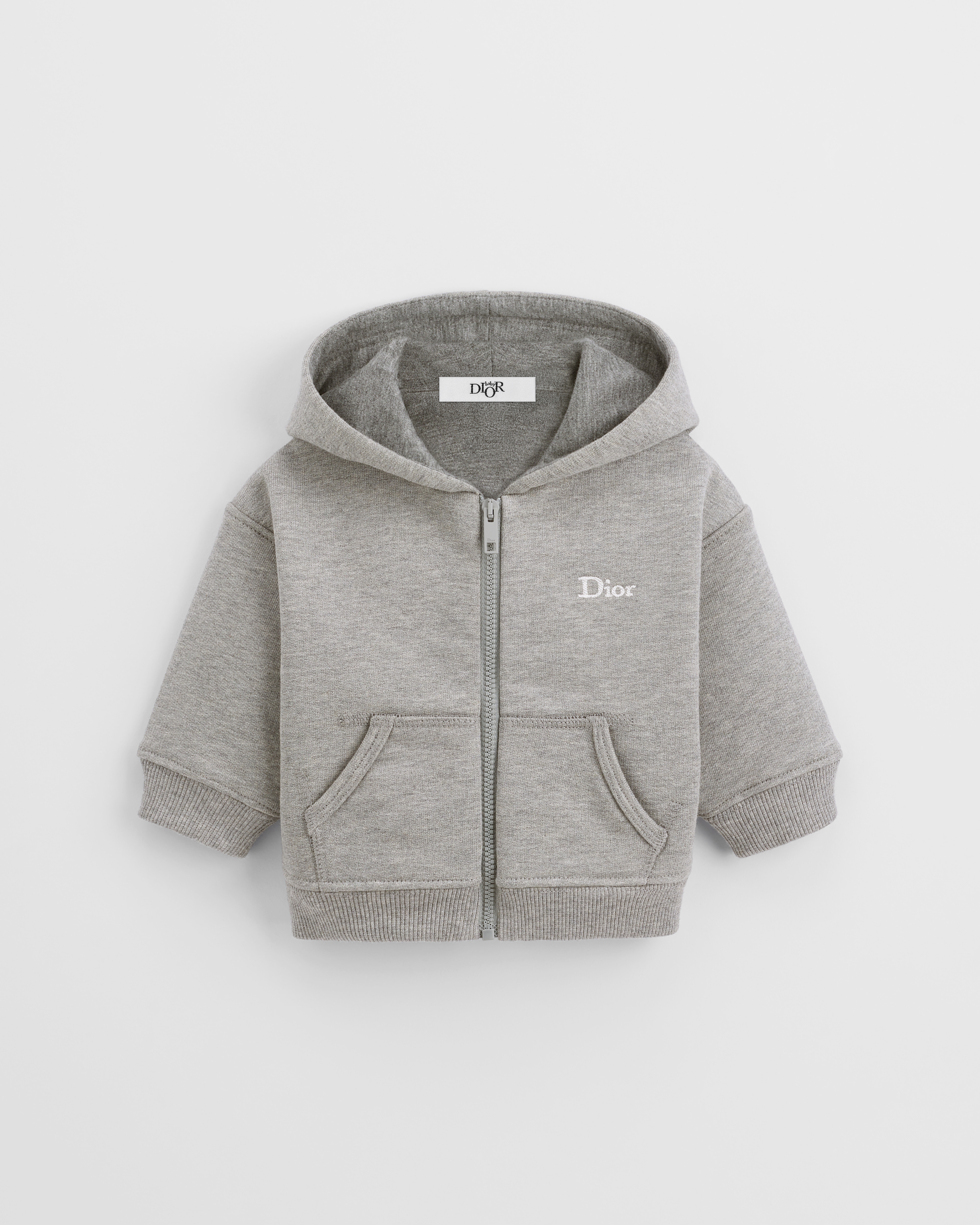 Baby Zipped Hooded Sweatshirt Gray Cotton Fleece E01